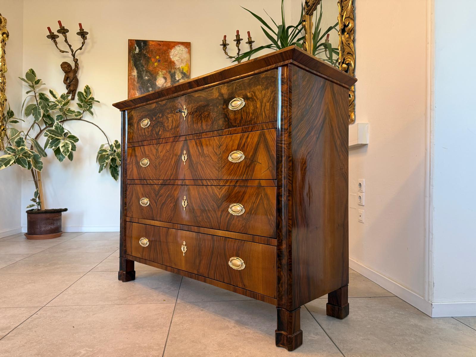 SALE Restaurierte Biedermeier Schreibkommode Nussholz Antiquität Antikmöbel G2159
