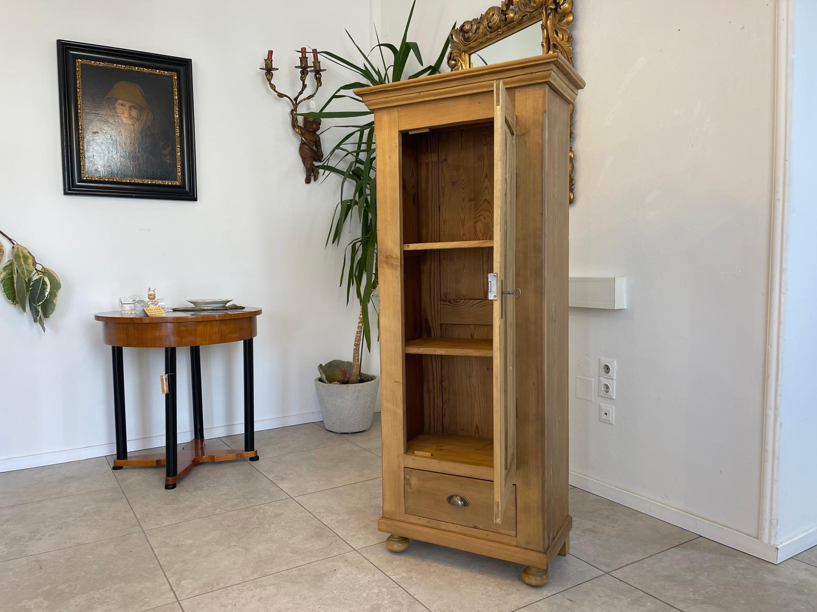 Bäuerlicher 1 türiger Bauernschrank Jugendstil Naturholzschrank G1320