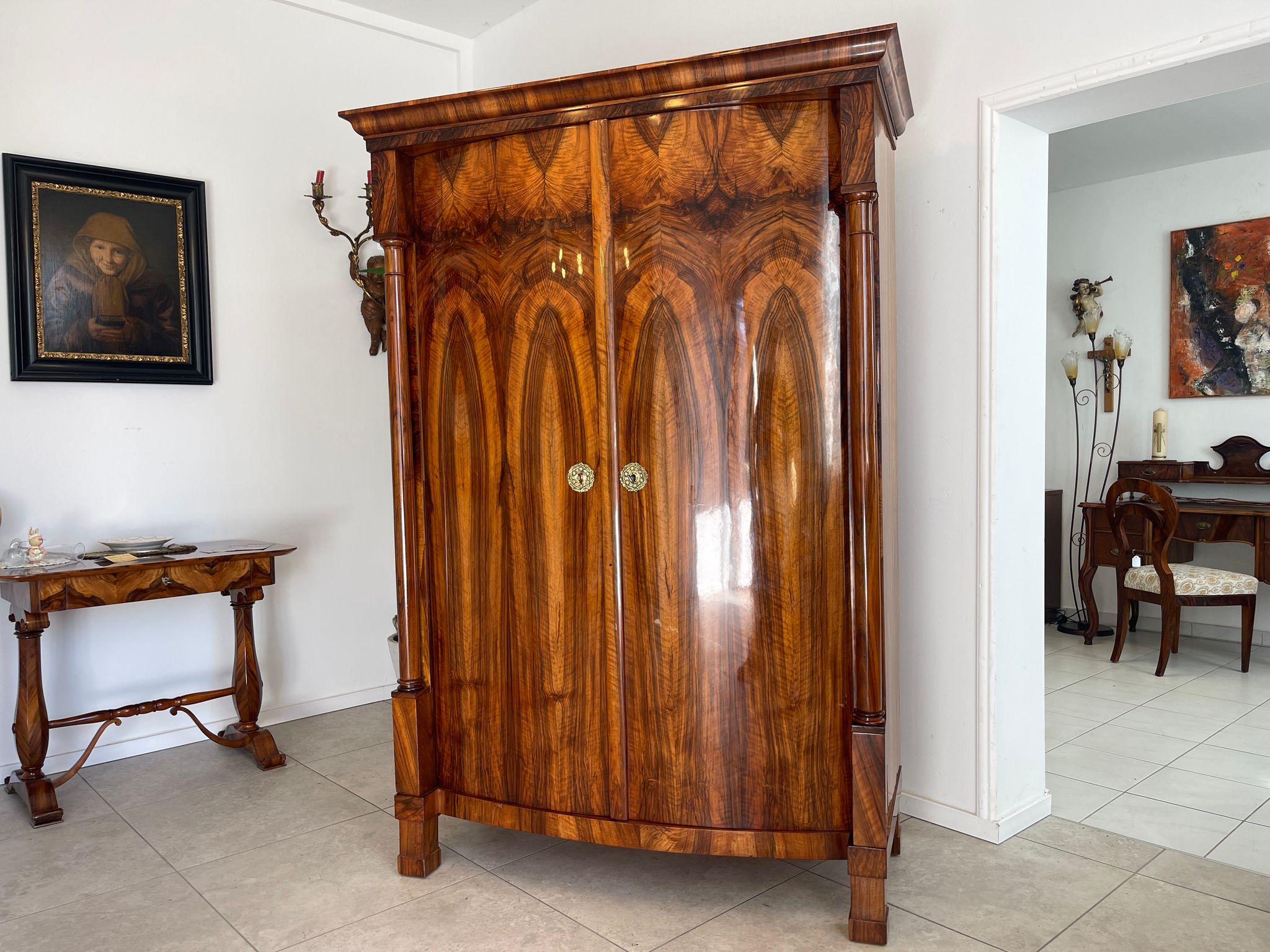 SALE Traum Empire Schrank Säulenschrank Restauriert Antiquität Marketiert G1378