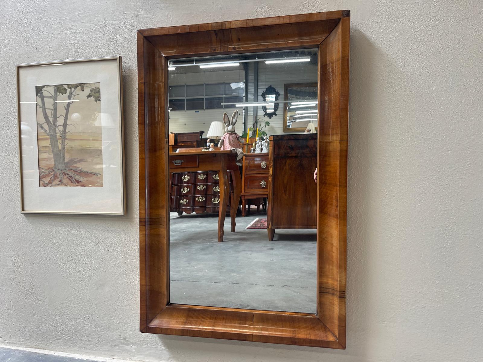 Biedermeier Spiegel Wandspiegel Original Nussholz Furniert Antiquität G1536
