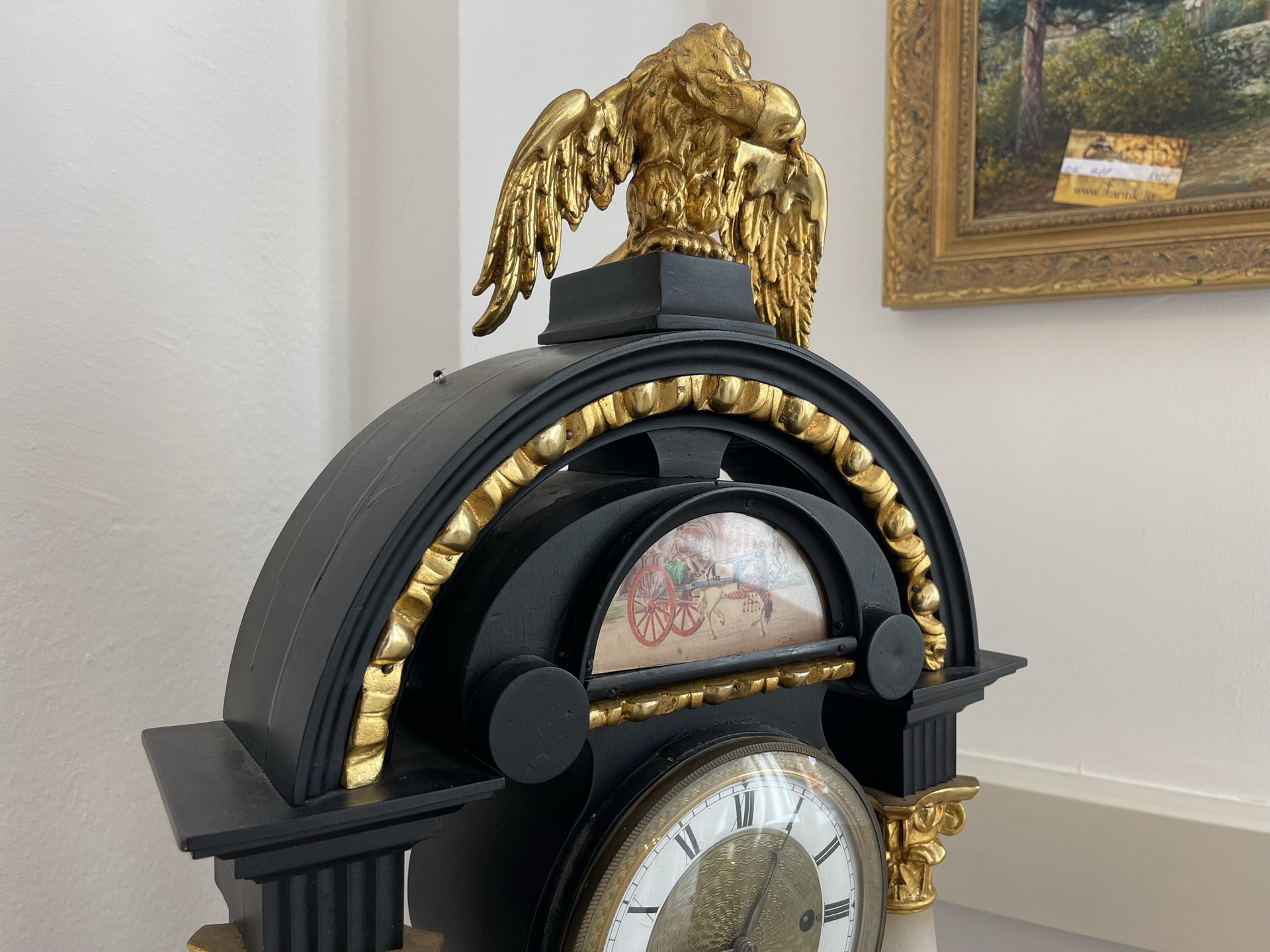 IMG_2900xTMz2zc2ZoouQ Originaler Biedermeier Kommodenuhr mit Spielwerk, vergoldet, antik - B1734