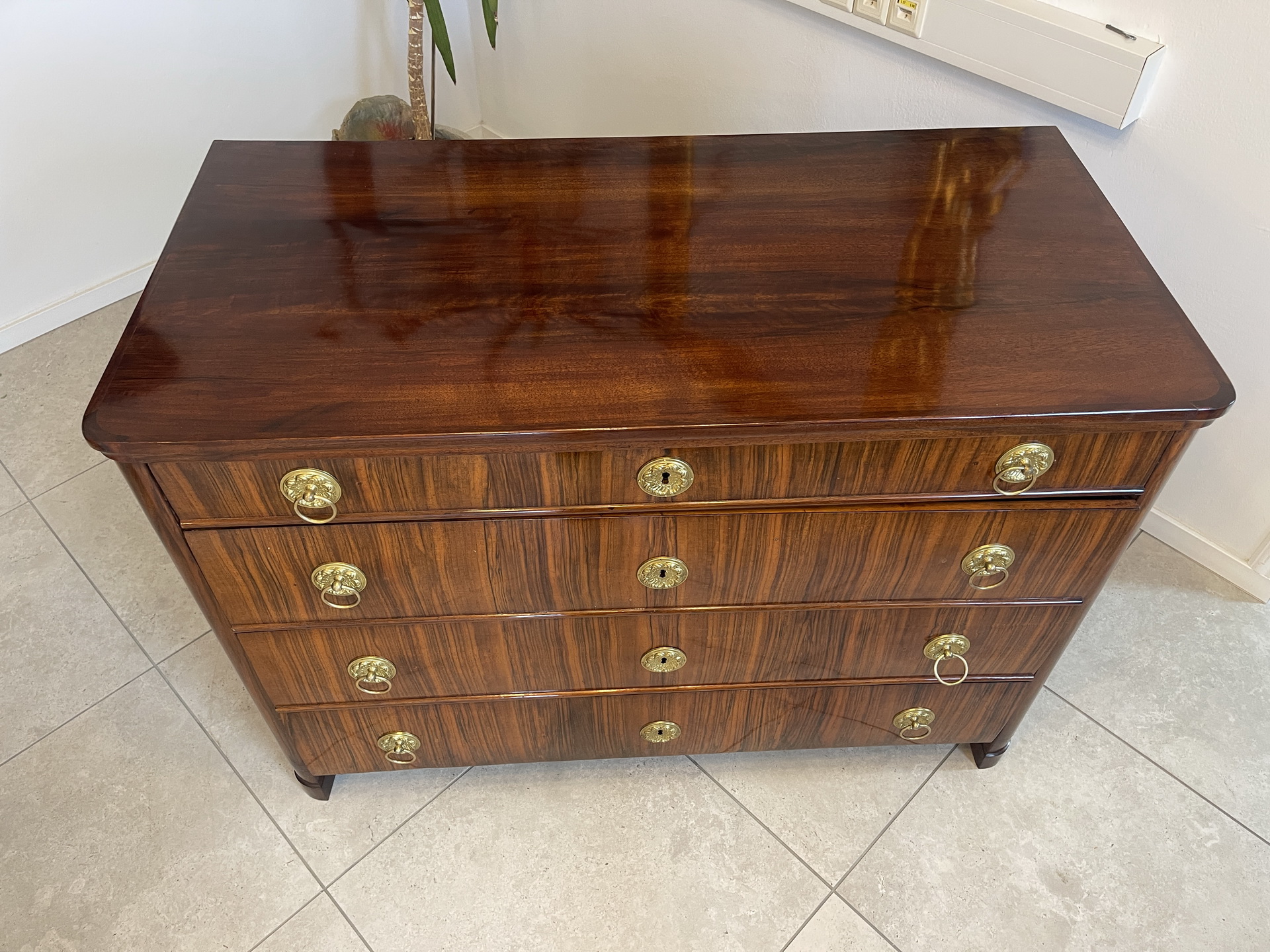 Biedermeier-Barock-67 Restaurierte Nussholzfurnierte Biedermeier Schreibkommode A4021
