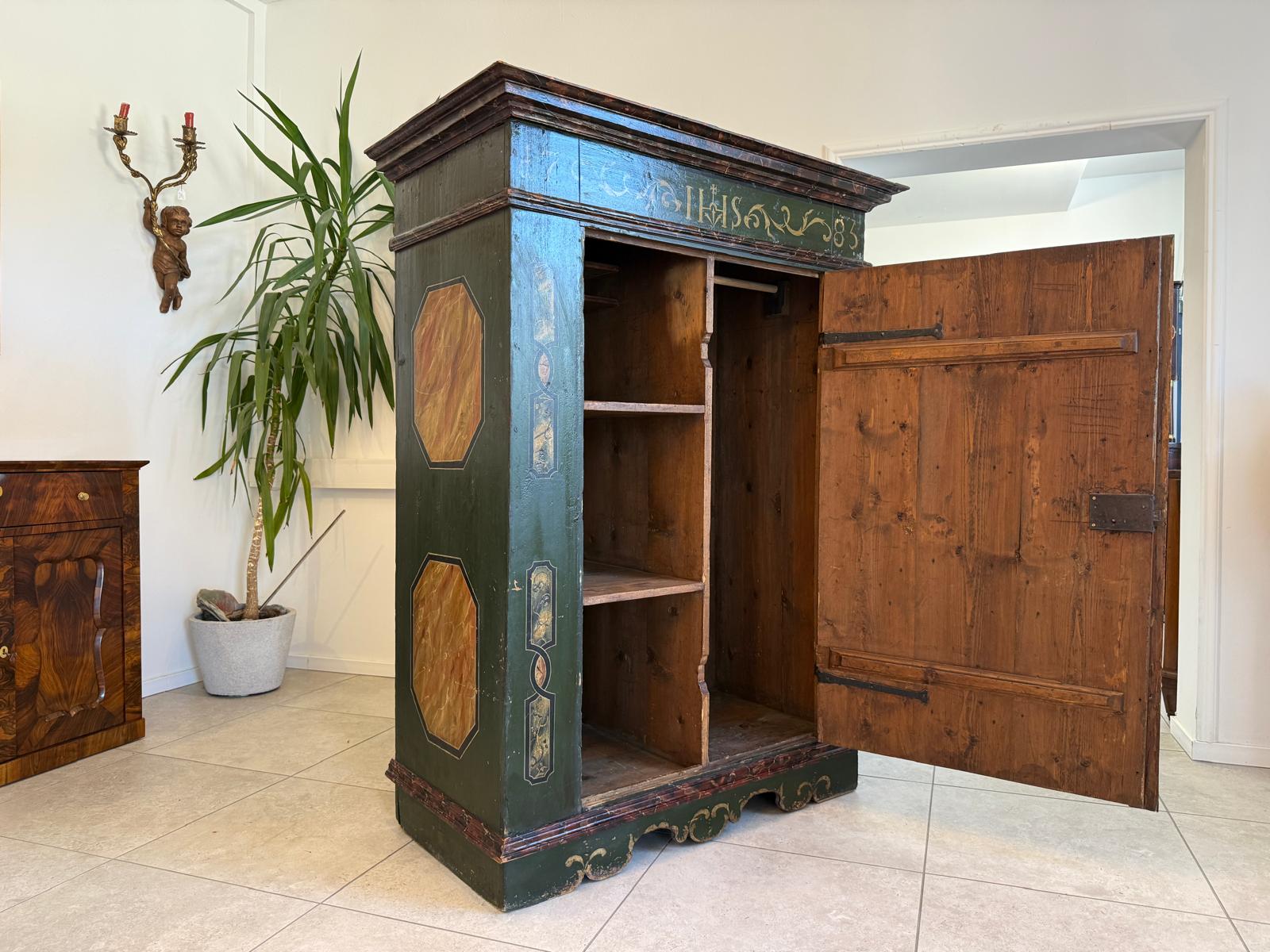 Handbemalter barocker Bauernschrank Barock Bauernkasten D2405