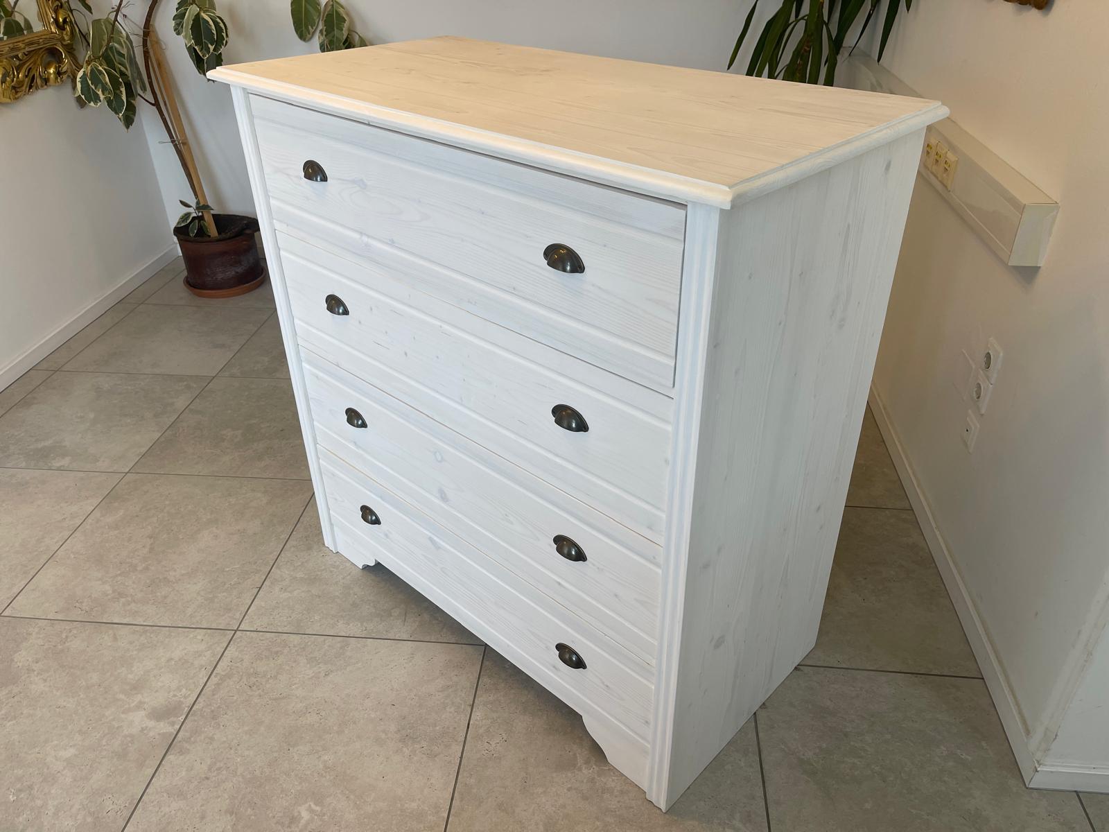 Bäuerliche Anrichte Sideboard Kommode Naturholz Fichtenholz Weiss G1071