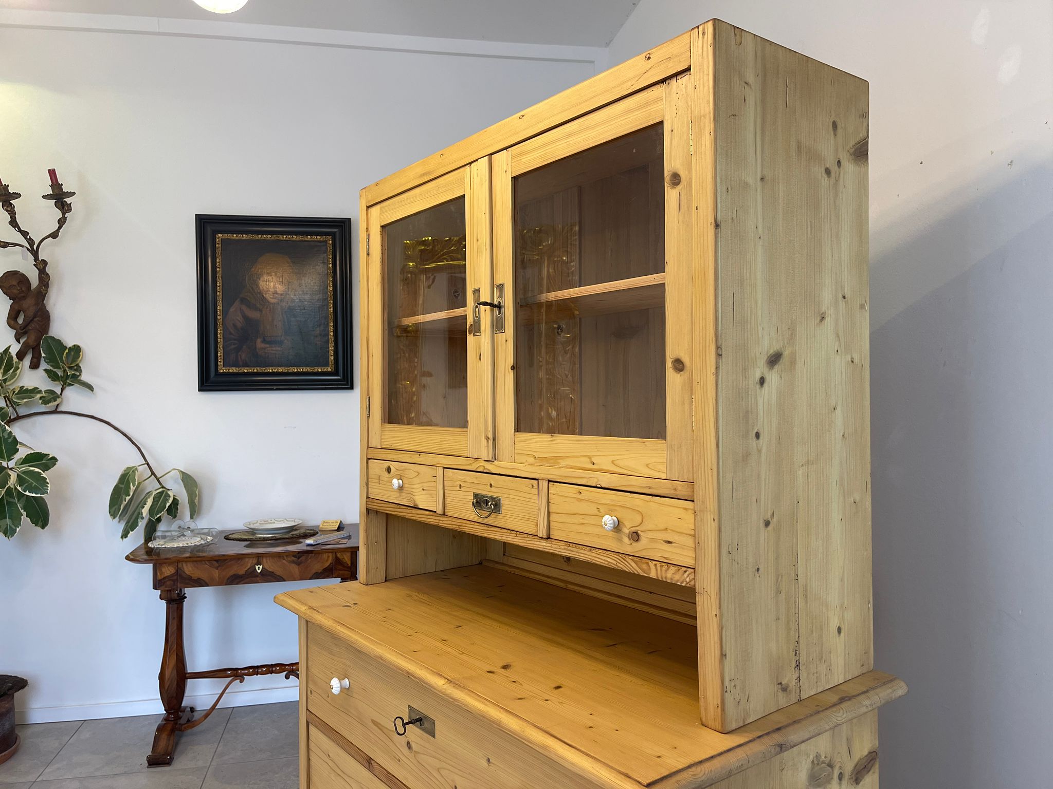 Aufsatzbuffet Küchenkredenz Bauernschrank Aufsatzkommode Naturholzschrank G1610