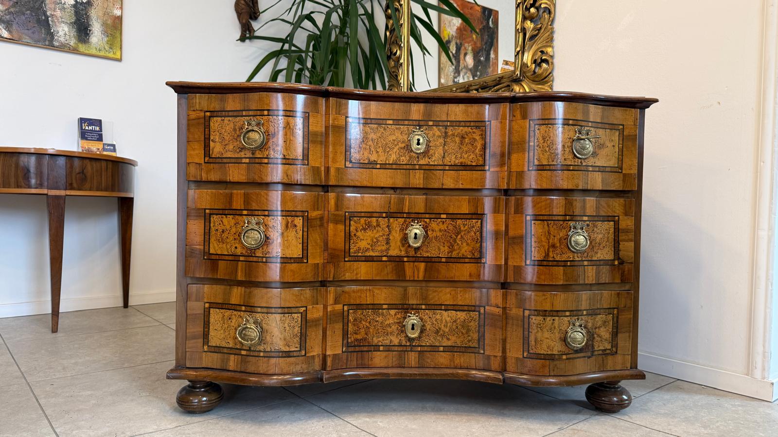 Authentische Barock Kommode Obstholz Marketerien Antiquität Nussholz  G2375