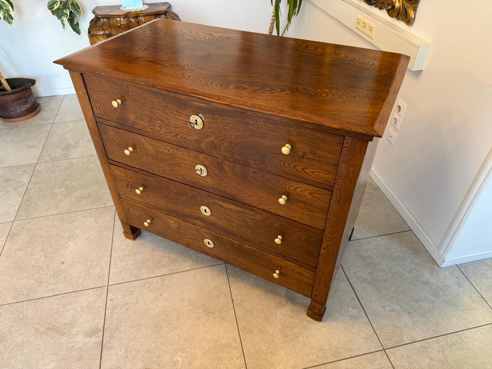 Biedermeier Schreibkommode Eichenholz Antiquität Antikmöbel Restauriert D1174