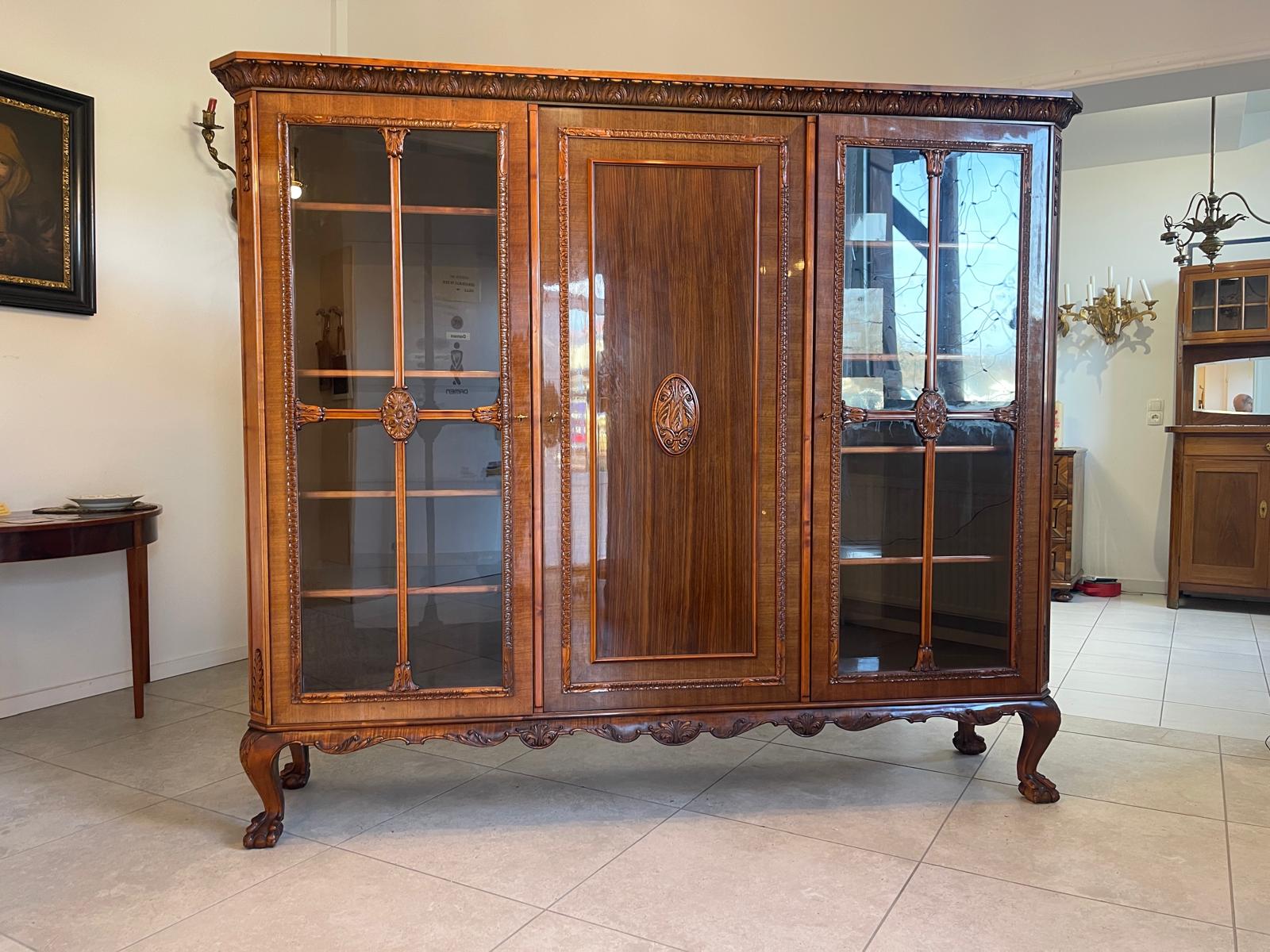Bücherschrank Barock Barockstil Vitrine Glasschrank Wohnzimmerschrank A5149