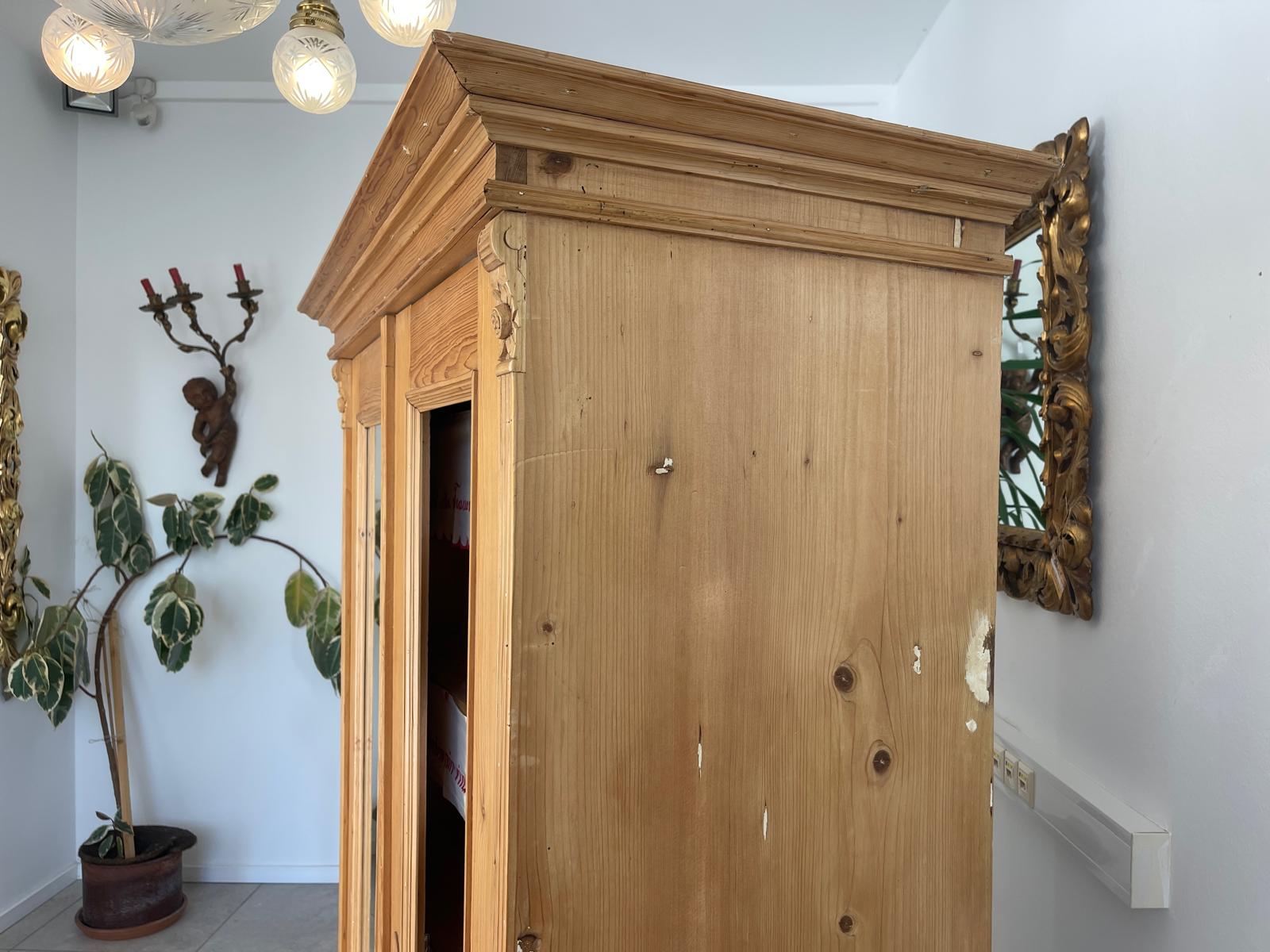 Bäuerliche Vitrine Bauernvitrine Bauernschrank Naturholz Bücherschrank G1282