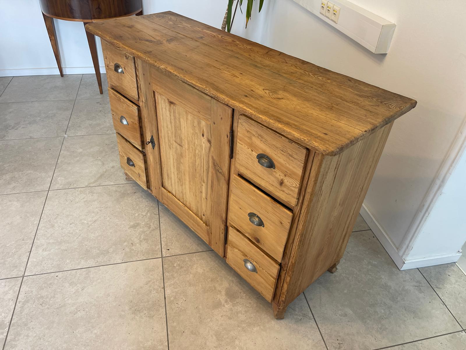 Bäuerliche Anrichte Sideboard Kommode Naturholz E1017