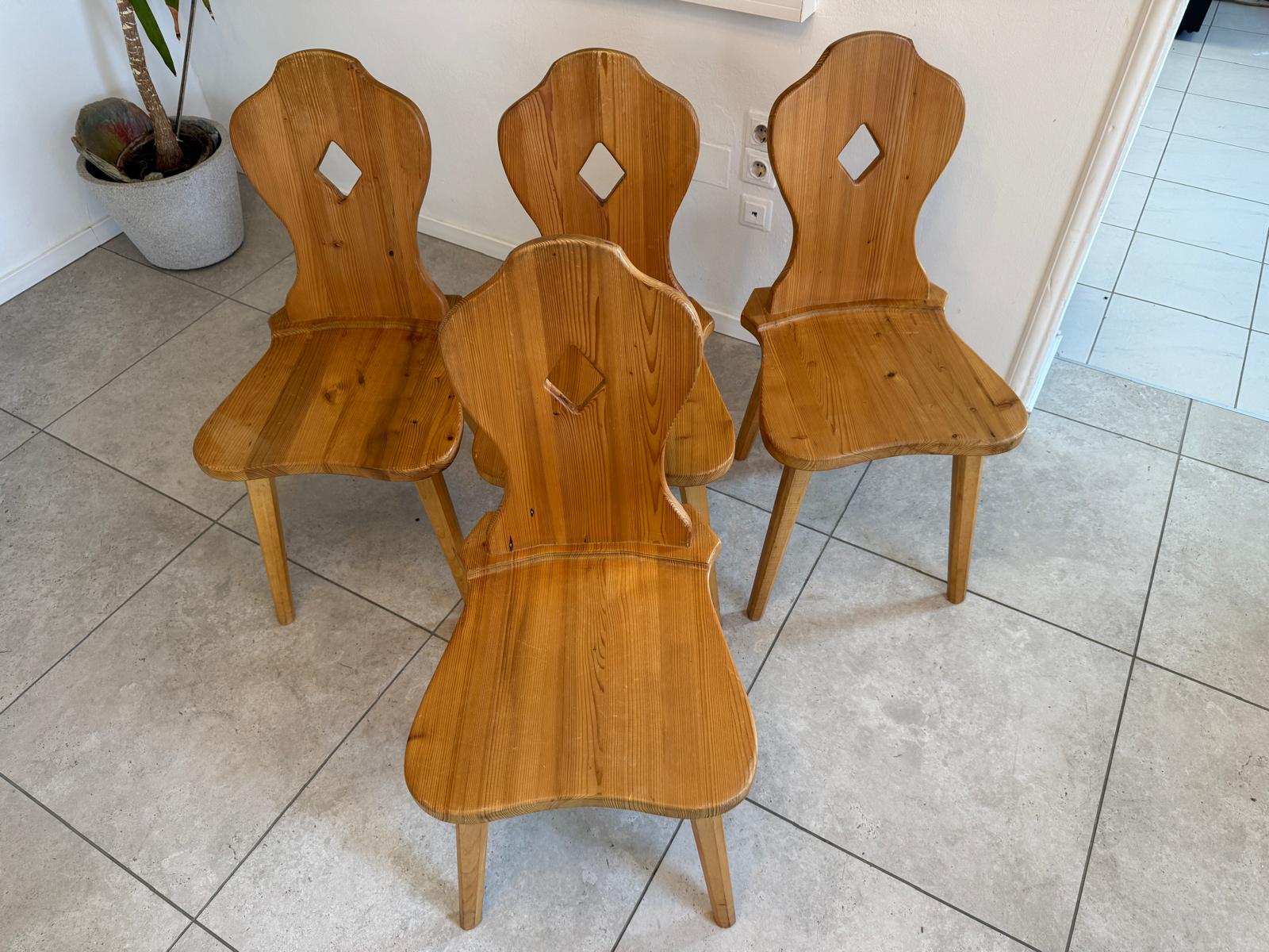 4 Antike Weichholz Kiefernholz Bauernsessel Sessel G1045-1