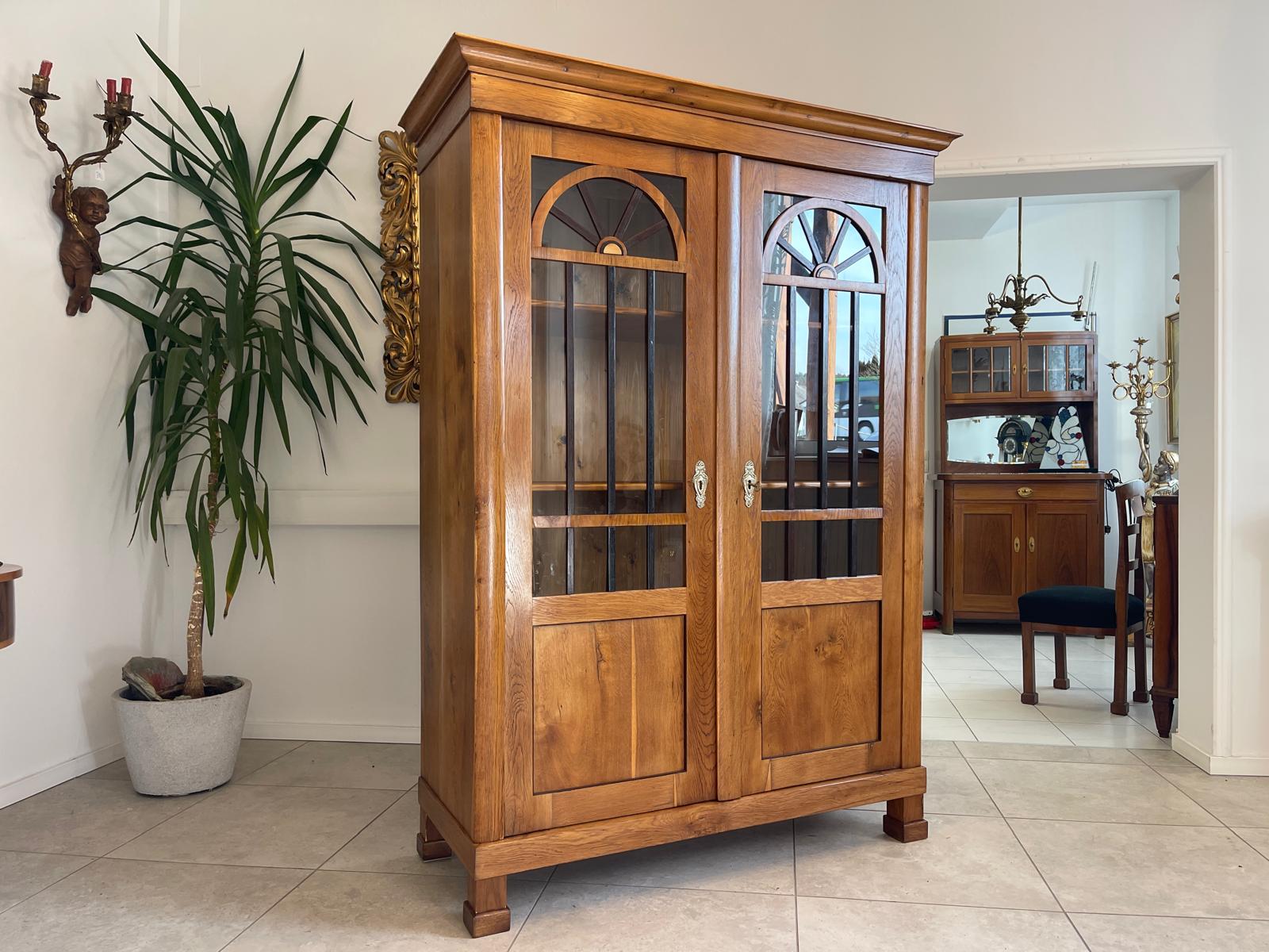 SALE Biedermeier Vitrine Bücherschrank Sammlervitrine Eichenholz Antiquität G1133