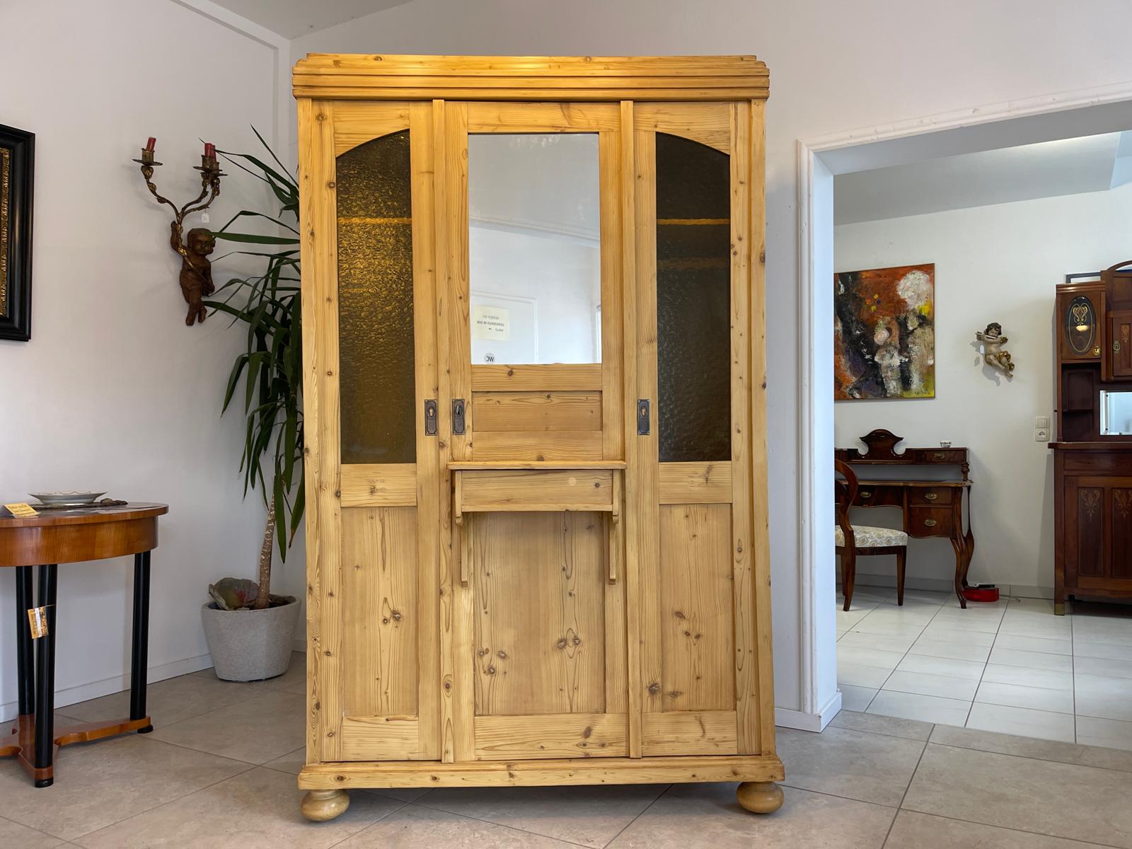 Restaurierter Jugendstil Schrank Kleiderkasten Spiegelschrank G1328