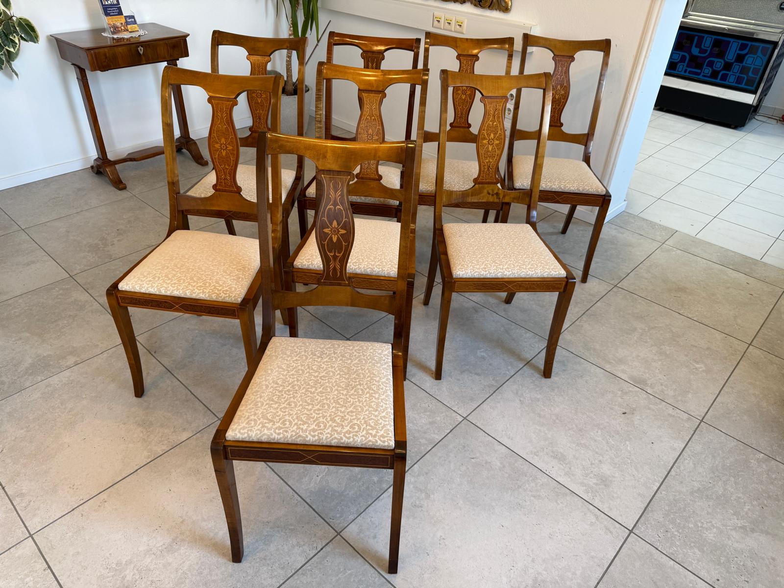 Ensemble von 8 Sessel Barockstil Intarsien Prachtexemplar D1239