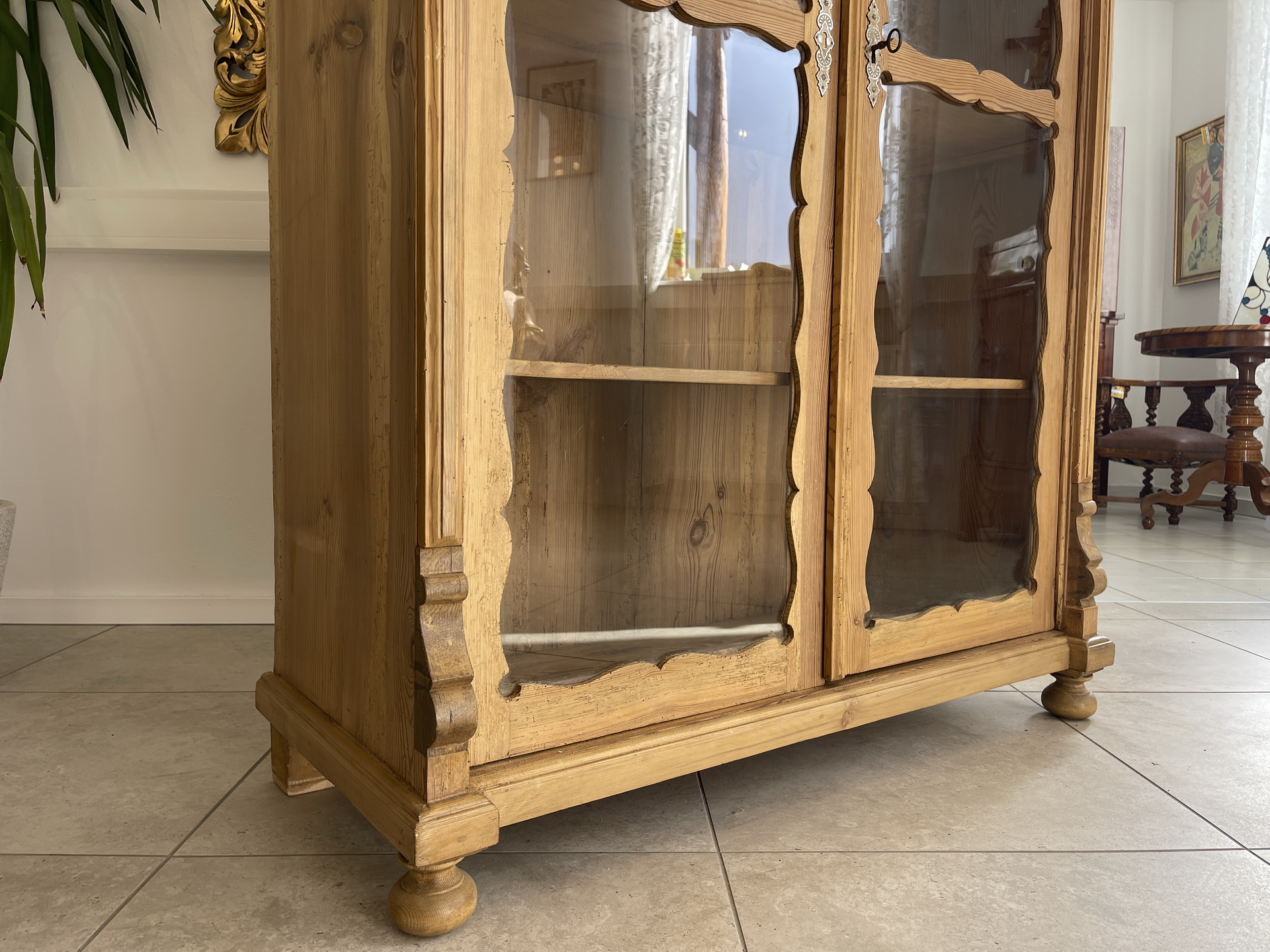 Bauernschrank_132CmaFlPOeSj6j0 Biedermeier Vitrine Naturholz Bücherschrank Bauernschrank A4249