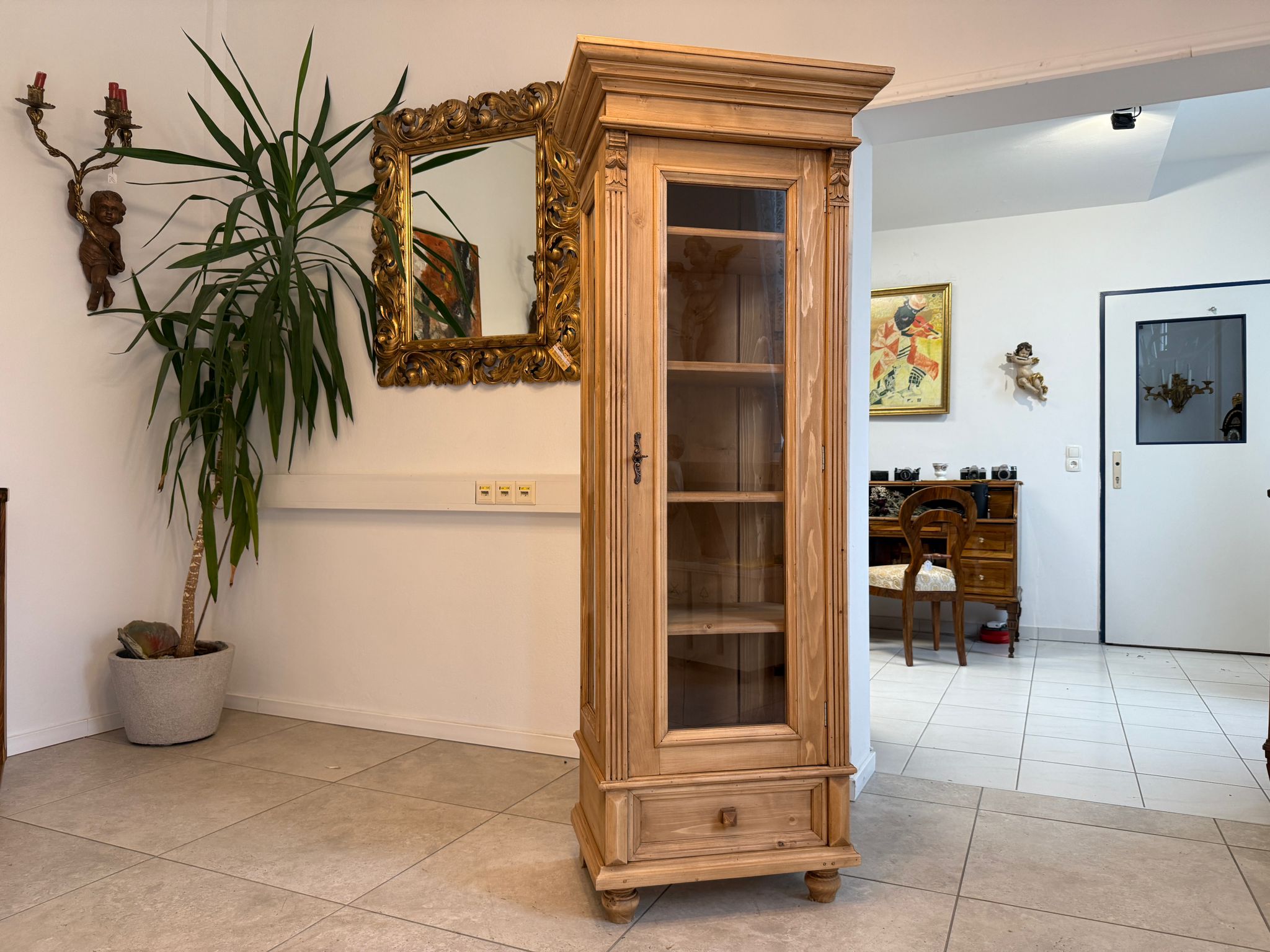 Bäuerliche Vitrine Bauernvitrine Bauernschrank Naturholz Vitrine A4130