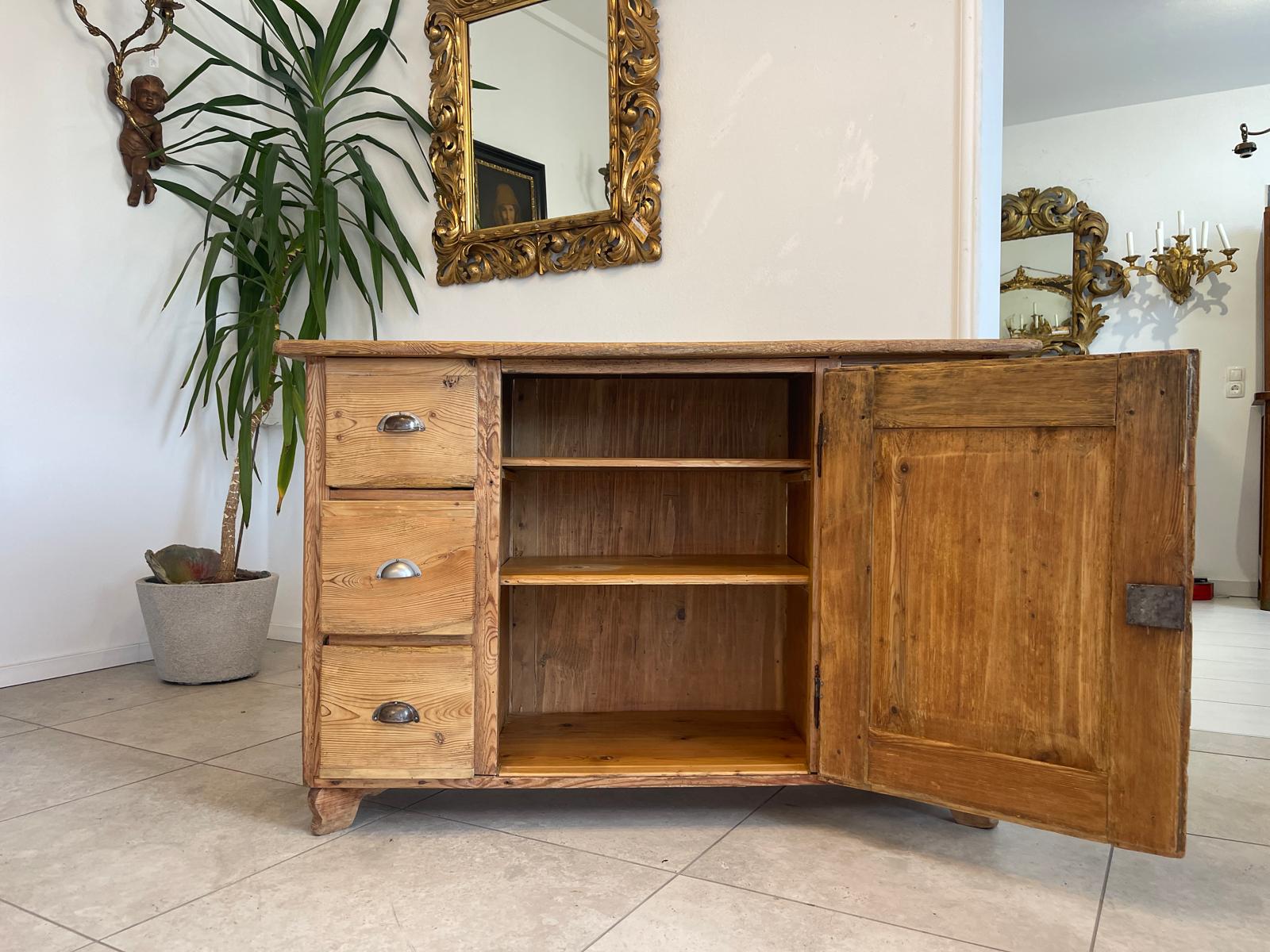 Bäuerliche Anrichte Sideboard Kommode Naturholz E1017