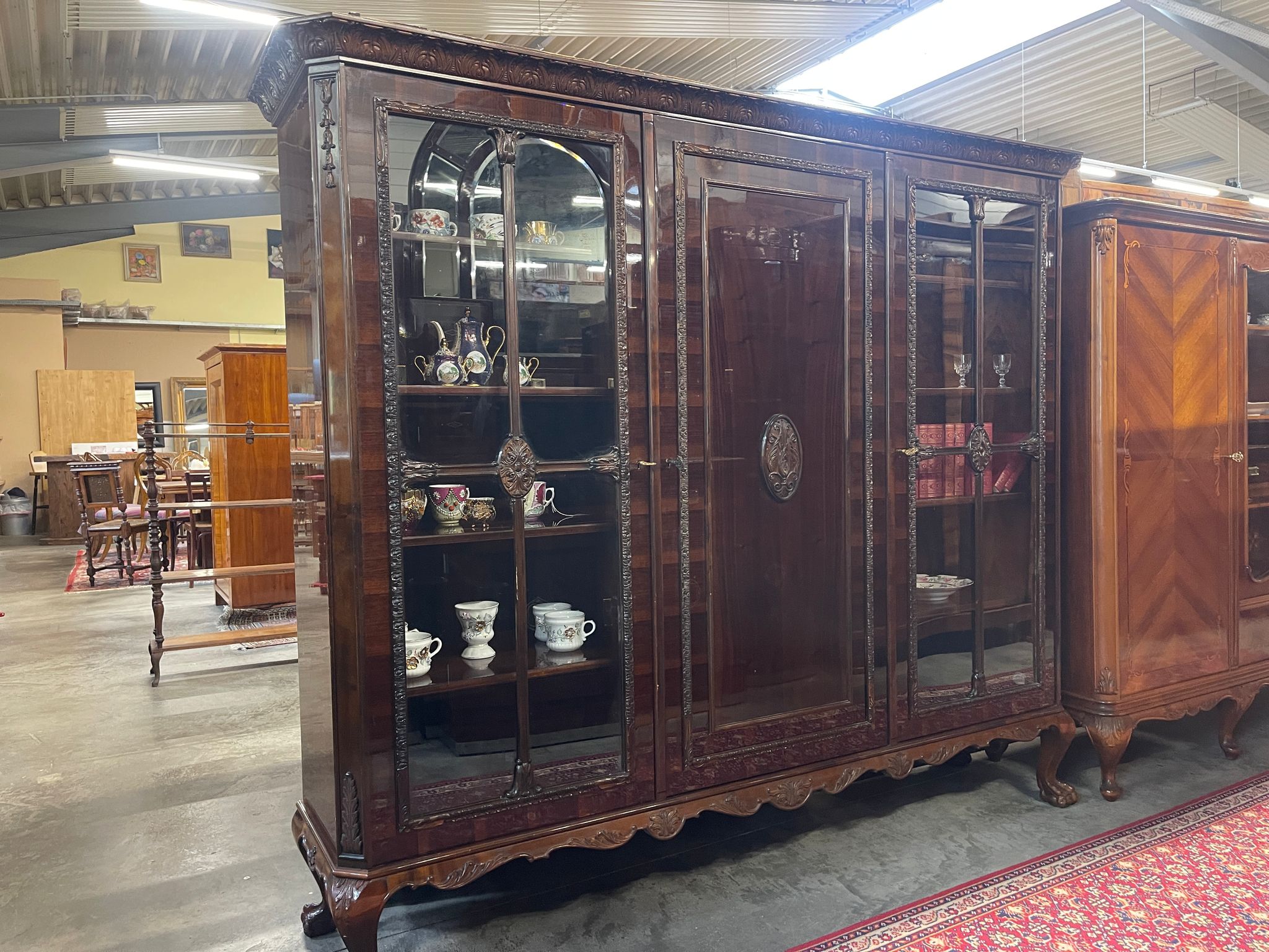 Bücherschrank Barock Barockstil Vitrine Glasschrank Wohnzimmerschrank A5150