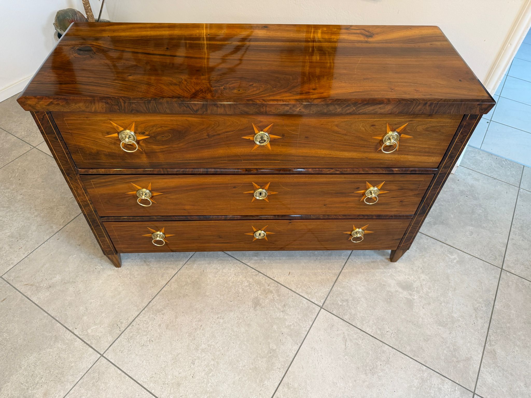 Restaurierte Biedermeier Kommode 3 Ladenkommode Nussholz Antiquität D1044