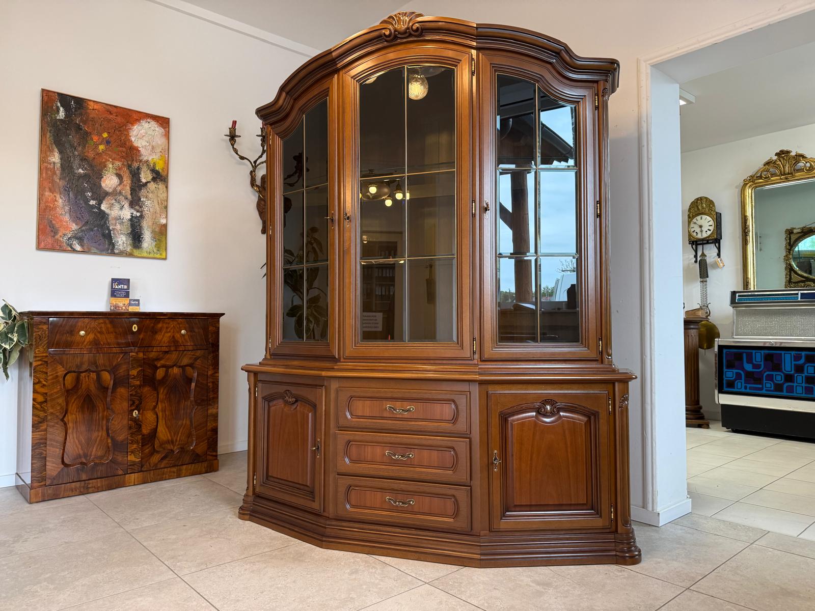 Barockstil Vitrine Buchenholz Bücherschrank Stilschrank D2370-1
