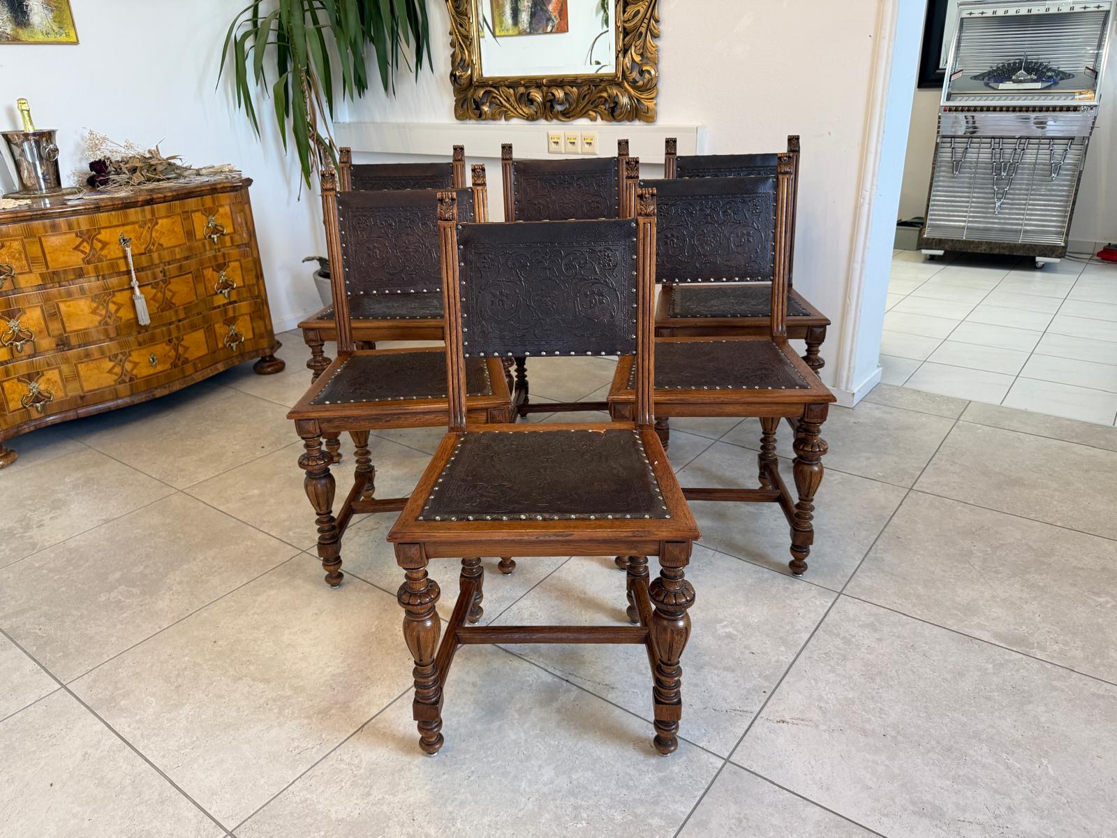 Gründerzeit Sessel Stuhlgruppe 6er Set aus 1875 D2807