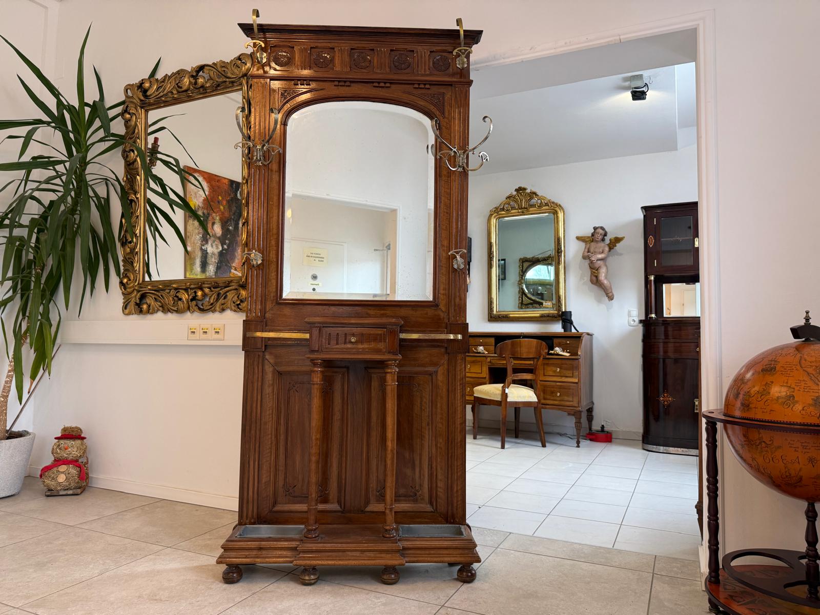 Geräumige Jugendstil Jugendstil Garderobe Kleiderablage Antiquität D1031