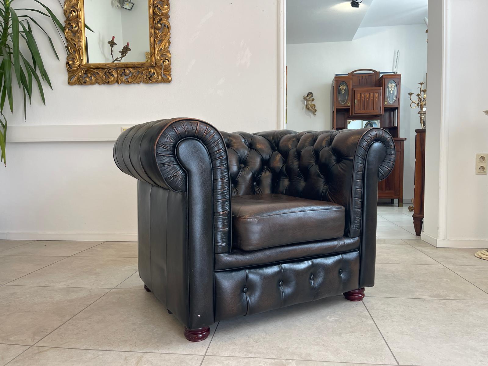 Chesterfield 1er Fauteuil Couch Zigarrenbraun Braun G1332