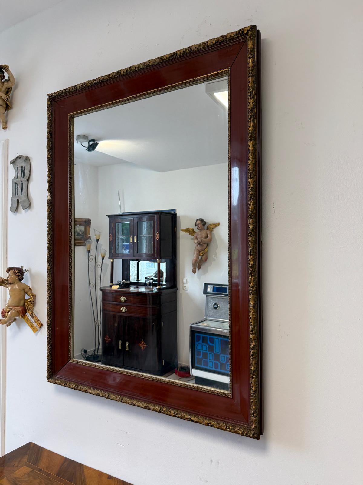 Biedermeier Spiegel Wandspiegel Original Nussholz Furniert Antiquität D2503