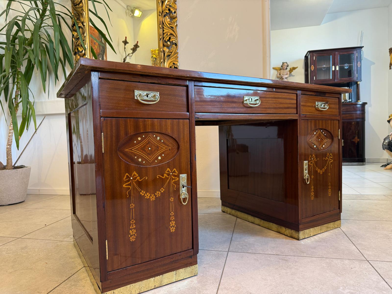 Originaler Jugendstil Schreibtisch Sekretär Freisteher Antiquität D1216