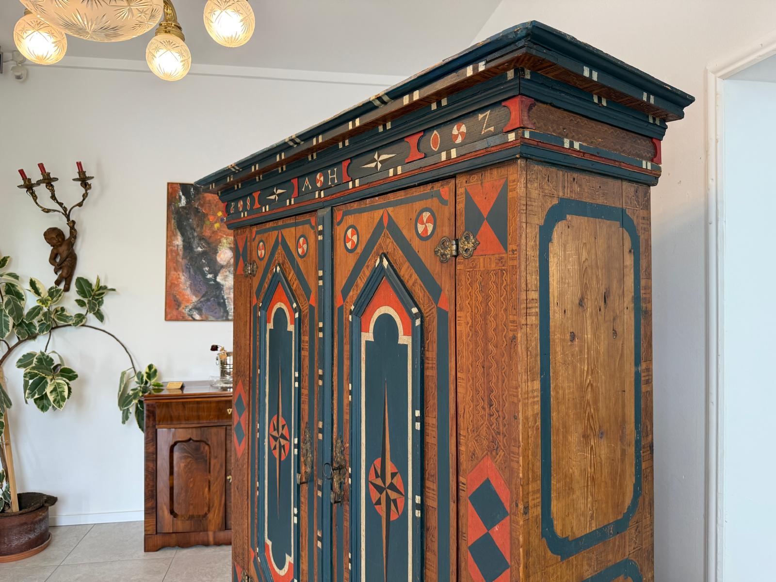 Handbemalter Barockschrank Bauernschrank Bauernkasten G1869