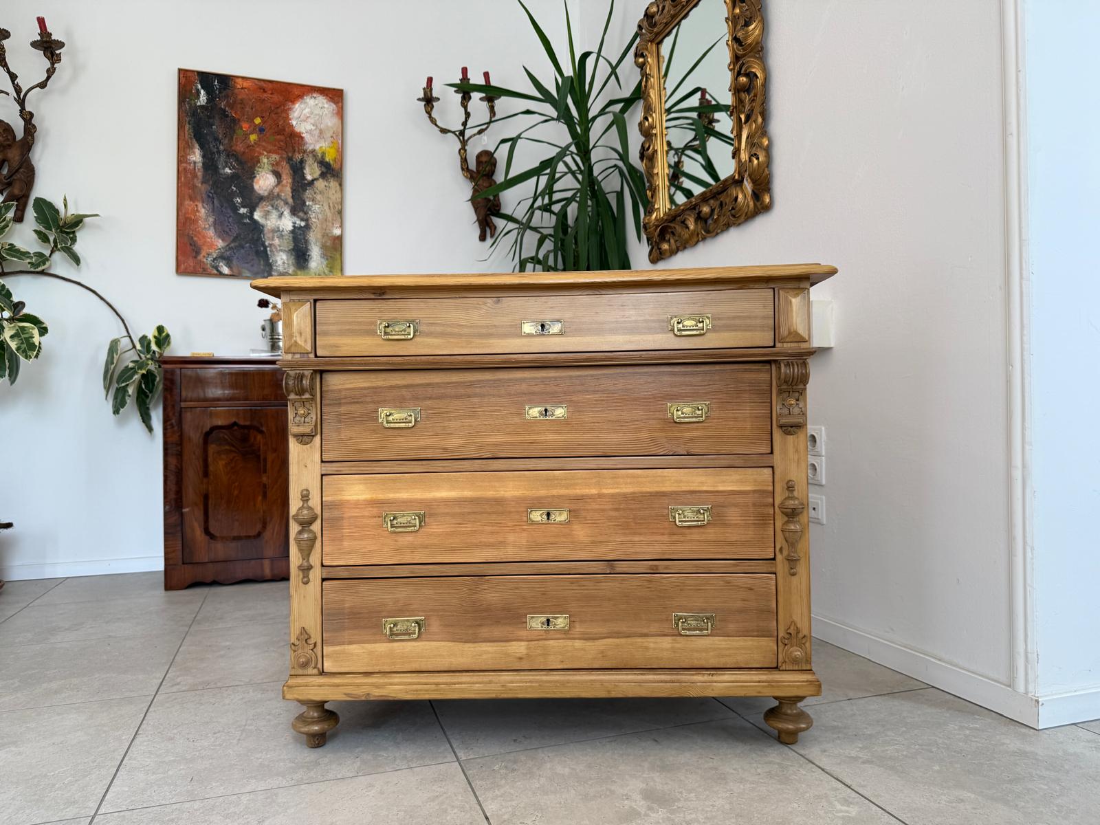 Restaurierte Gründerzeit Kommode 4 Laden Fichtenholz Bauernmöbel G1842