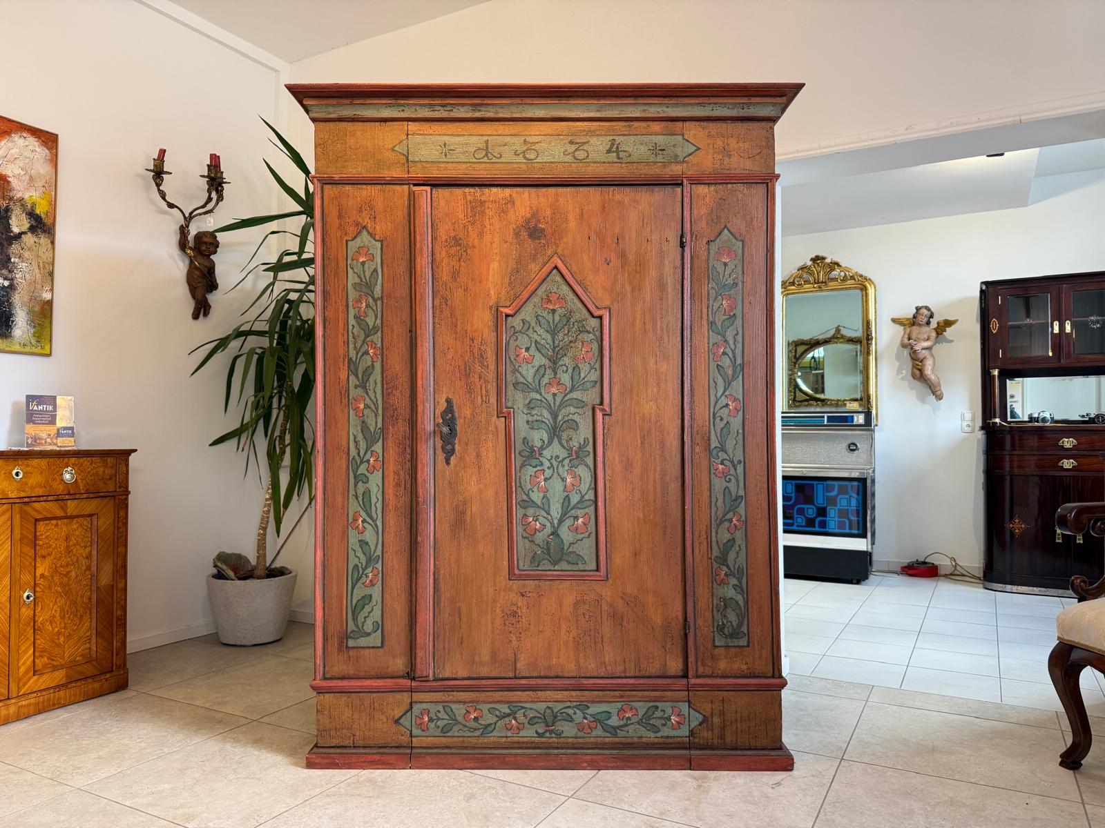 Handbemalter Barockschrank Bauernschrank Bauernkasten Kitzbühel 1784 D1204