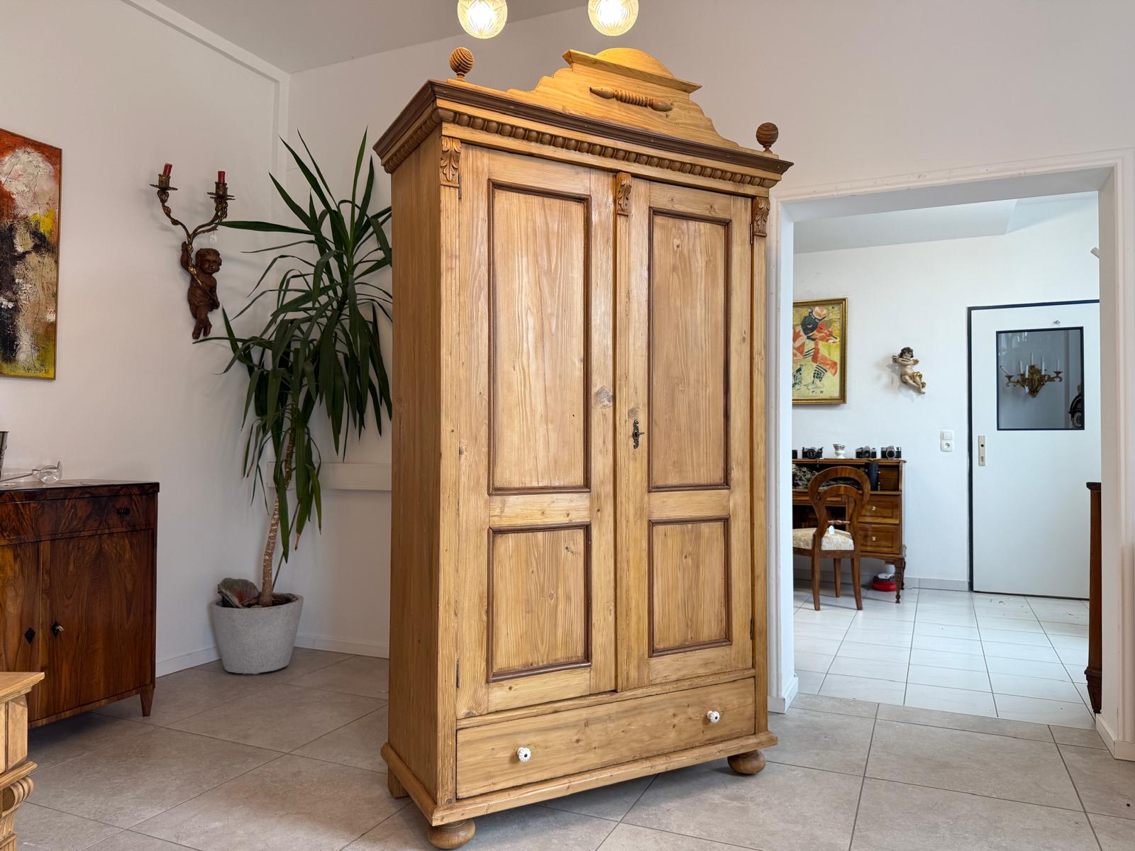 Originaler Gründerzeit Bauernschrank Naturholzschrank Antik G2068