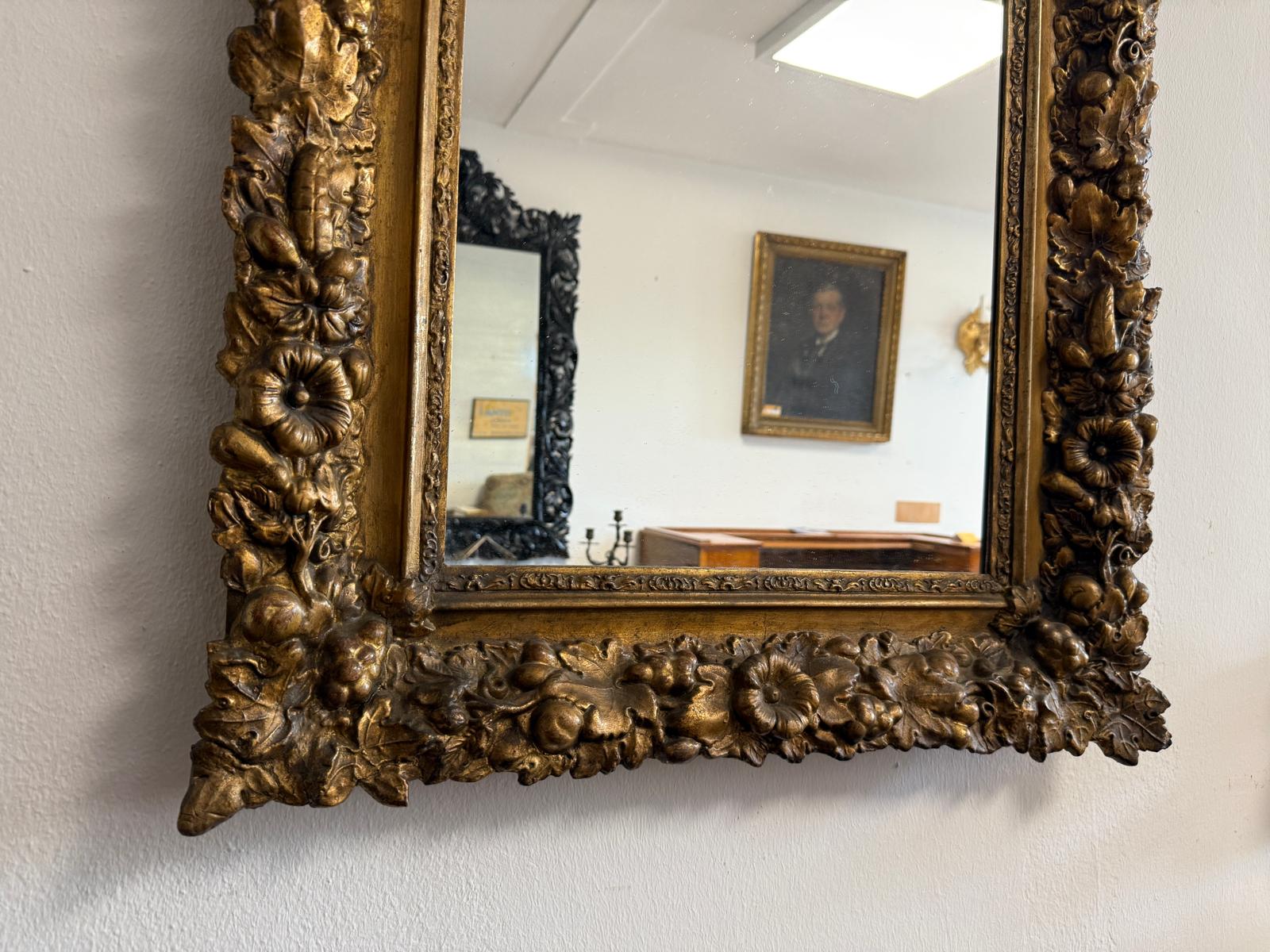 Rosenspiegel Ritterspiegel um 1860 Rosen Spiegel  Traum Rahmen G2167