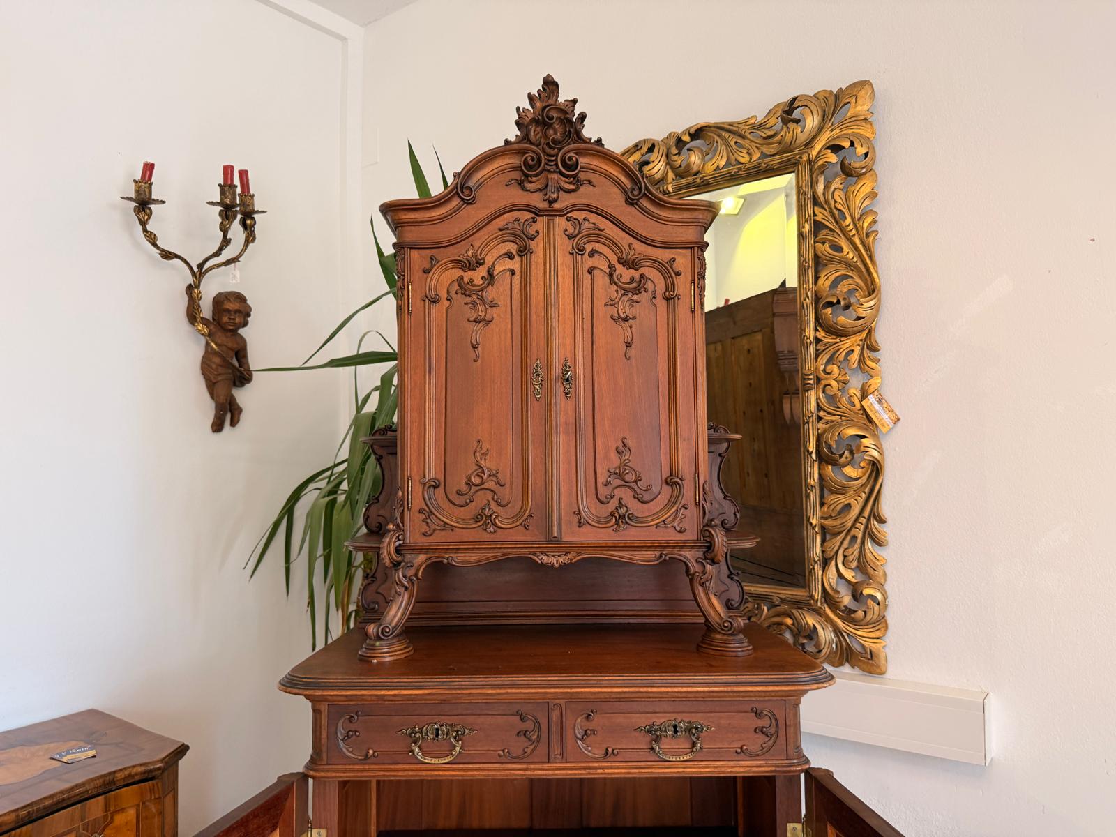 SALE Pfeiferlbarock Aufsatzbuffet Altarschrank Aufsatzschrank Eichenholz  D2663