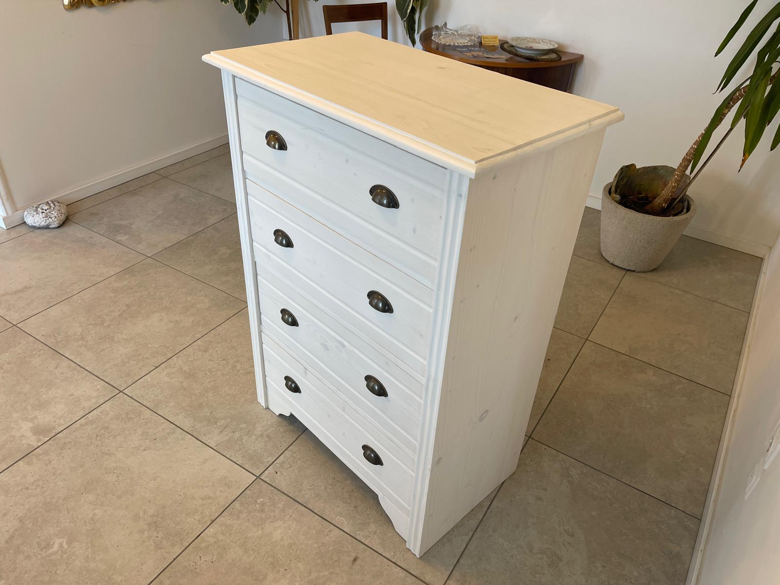 Bäuerliche Anrichte Sideboard Kommode Naturholz Fichtenholz Weiss G1074