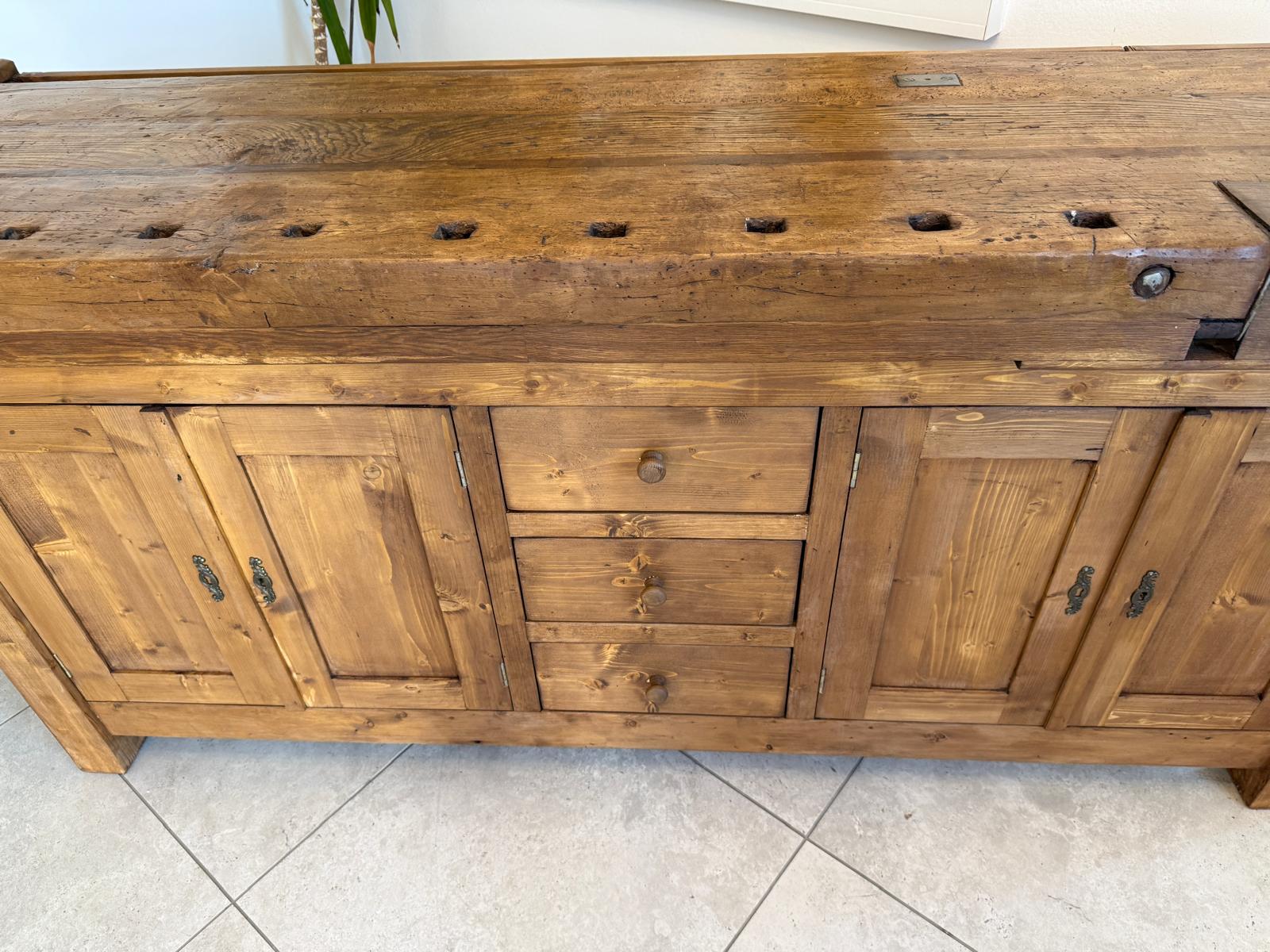Urige Hobelbank Werkbank Pult Tresen Ladenschrank G2180