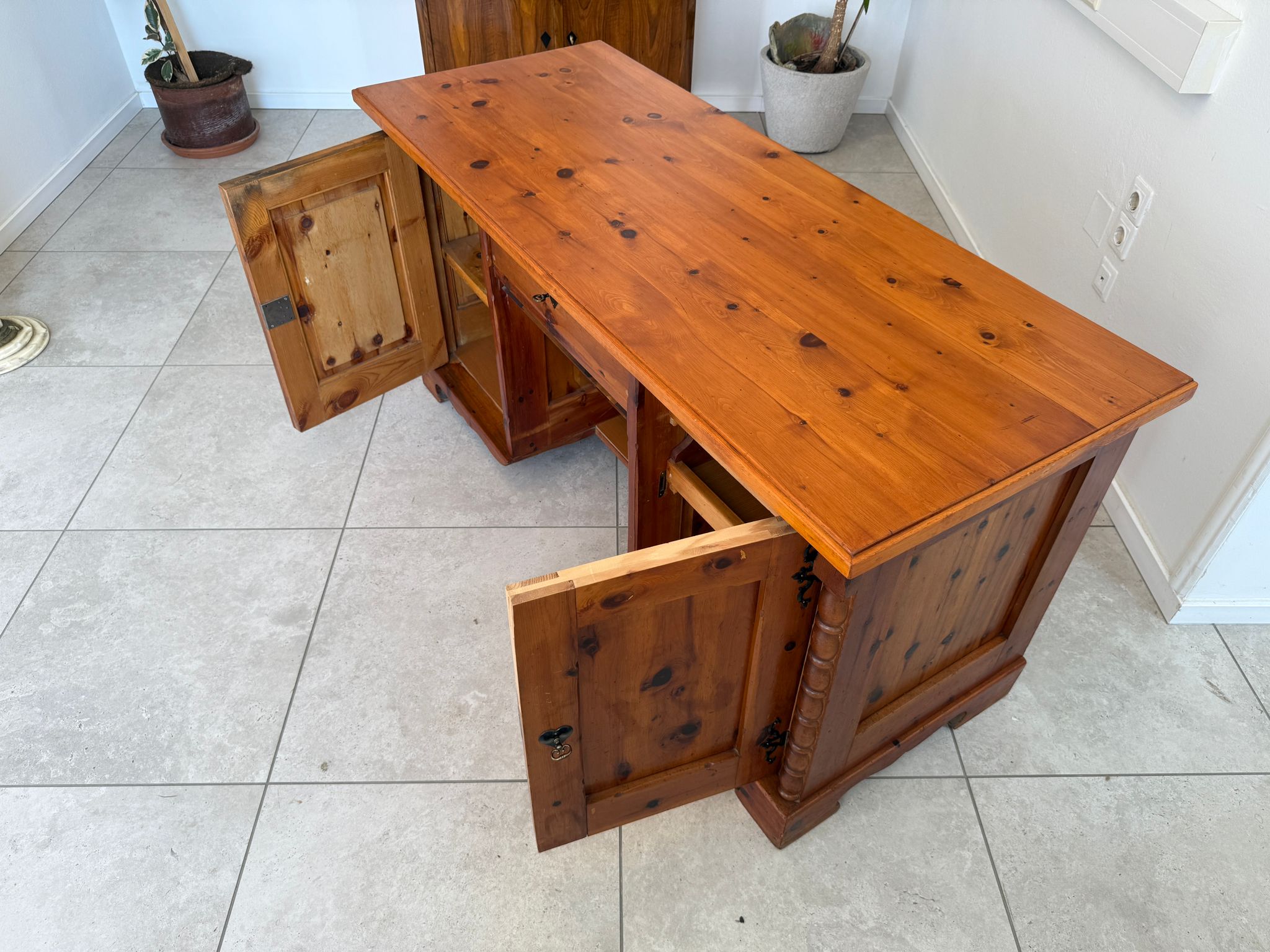 Alter Naturholz Schreibtisch Zirbenholz Sekretär G1924