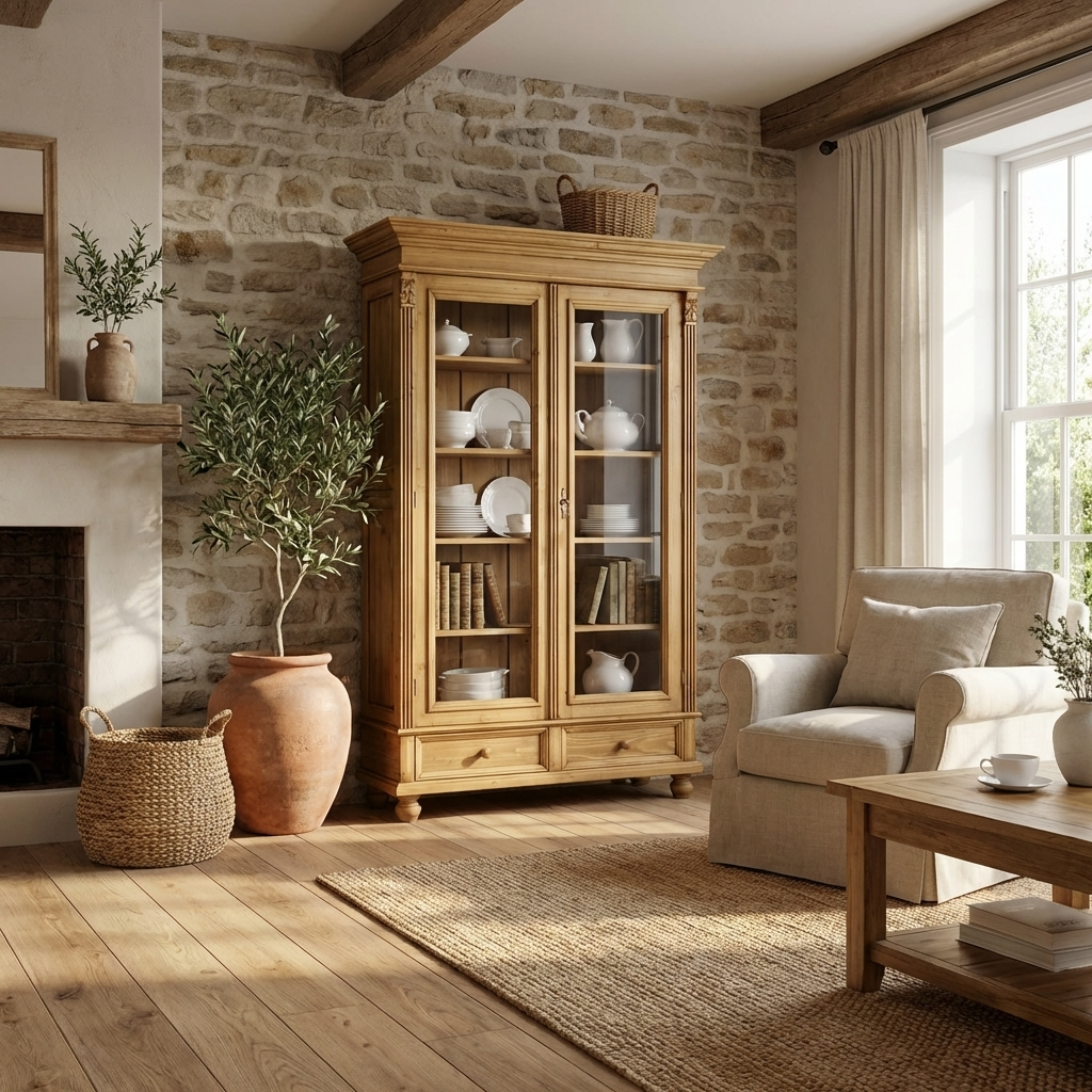 Bäuerliche Vitrine Bauernvitrine Bücherschrank antik Bauernschrank Glasschrank B1217