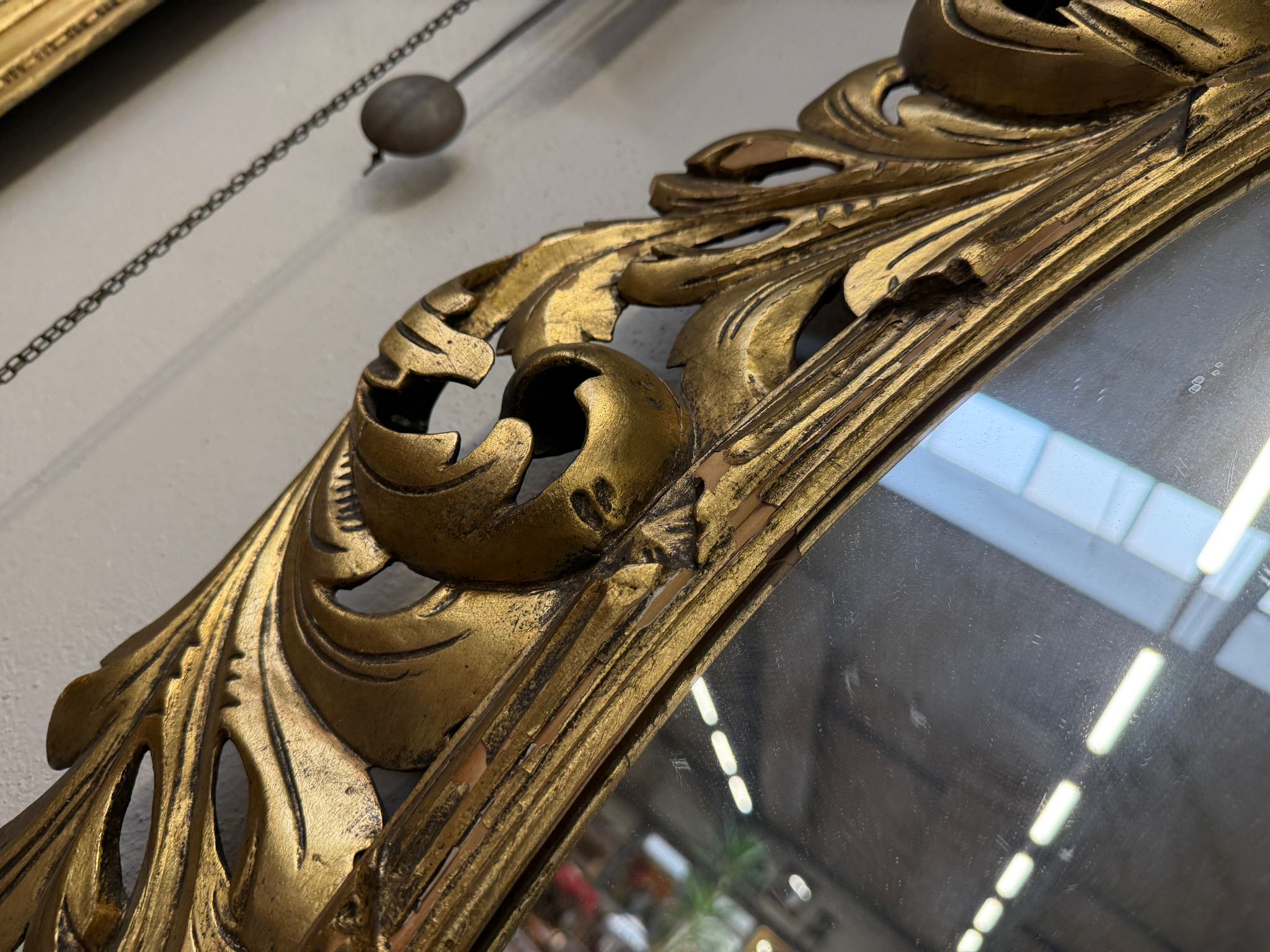 Sale Ovaler Florentiner Spiegel Barockspiegel Akanthusblattschnitzkunst Altvergoldet D1109