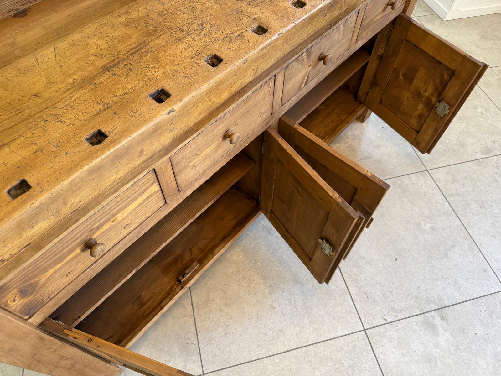 Urige Hobelbank Werkbank Pult Tresen Ladenschrank G2179-1