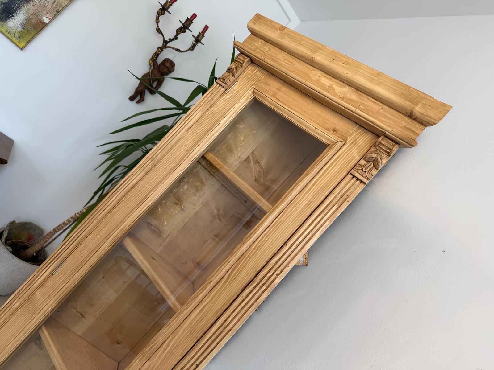 Eckschrank Eckvitrine Naturholz Weichholz BauernschrankD2671