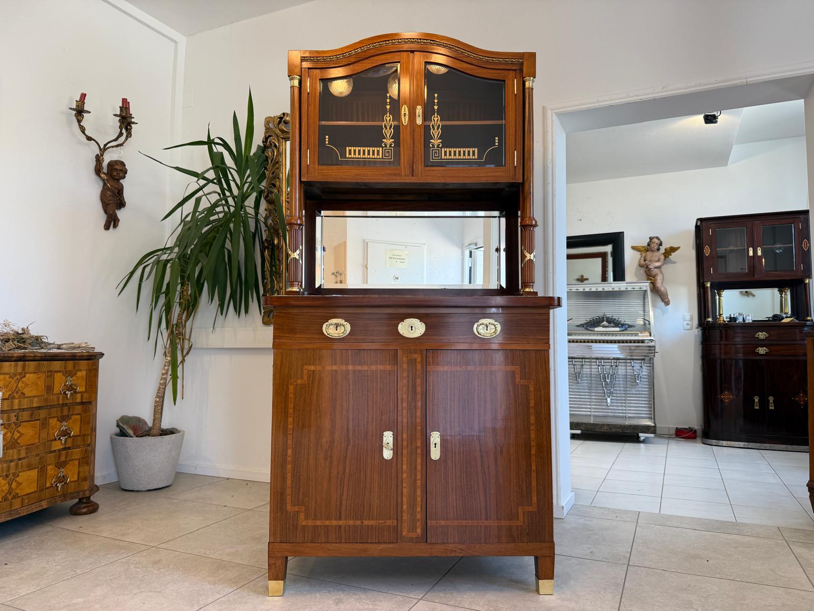 Jugendstil Aufsatzbuffet Antiquität Kredenz Küchenschrank D2697
