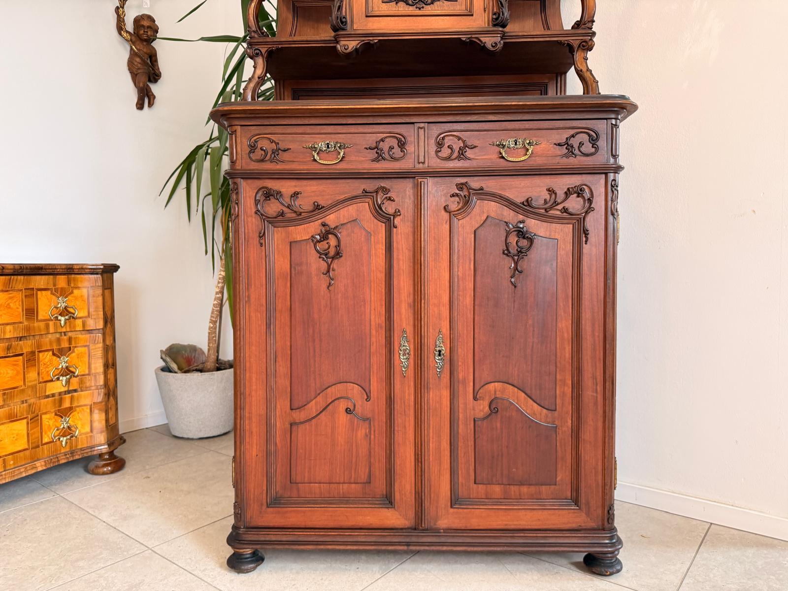Traum Pfeiferlbarock Aufsatzbuffet Altarschrank Buffetschrank Eichenholz  D2659