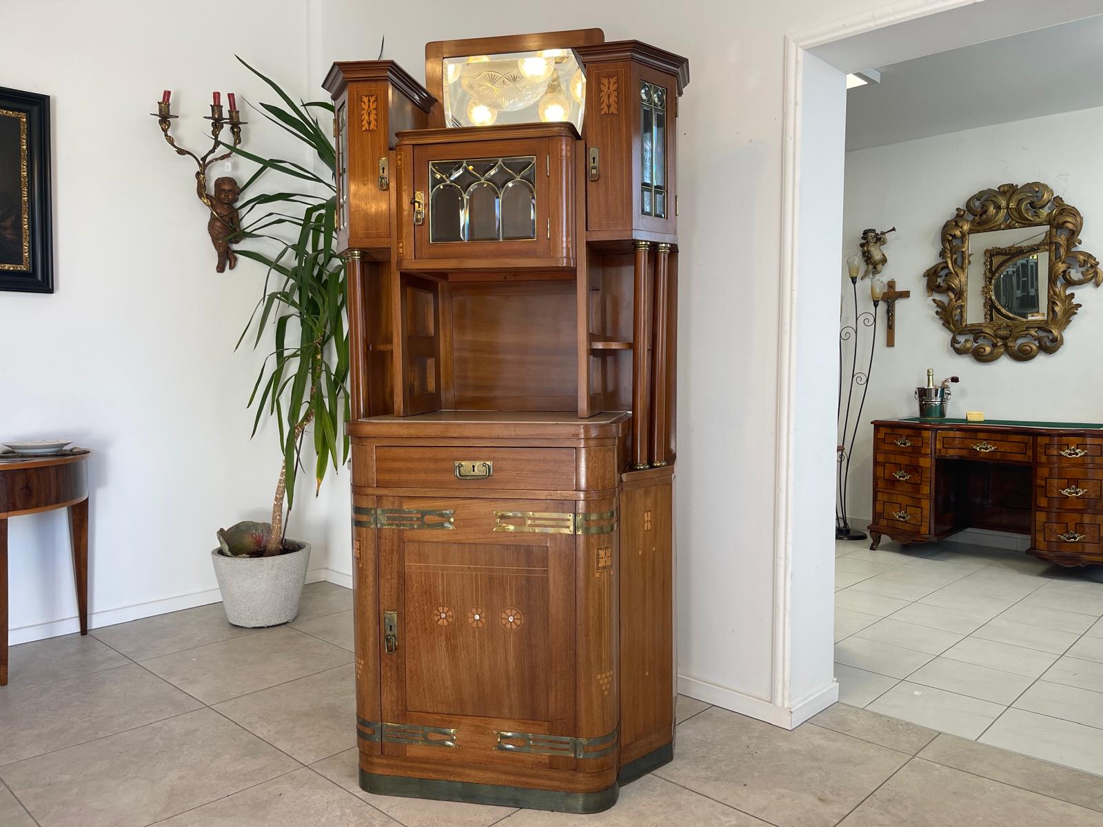 Traum Jugendstil Kredenz Bücherschrank Antiquität G1100