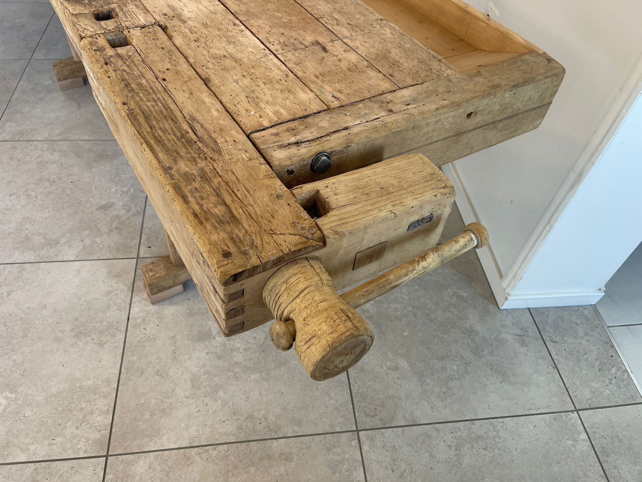 urige restaurierte Hobelbank, Werkbank, Küchentisch A5145
