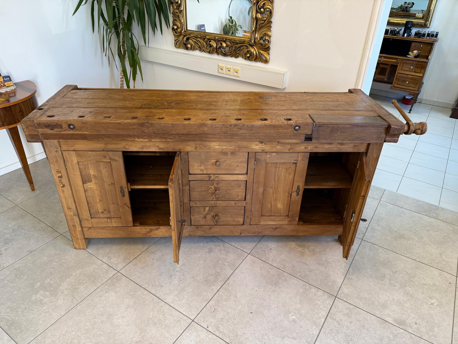 Urige Hobelbank Werkbank Pult Tresen Ladenschrank G2180