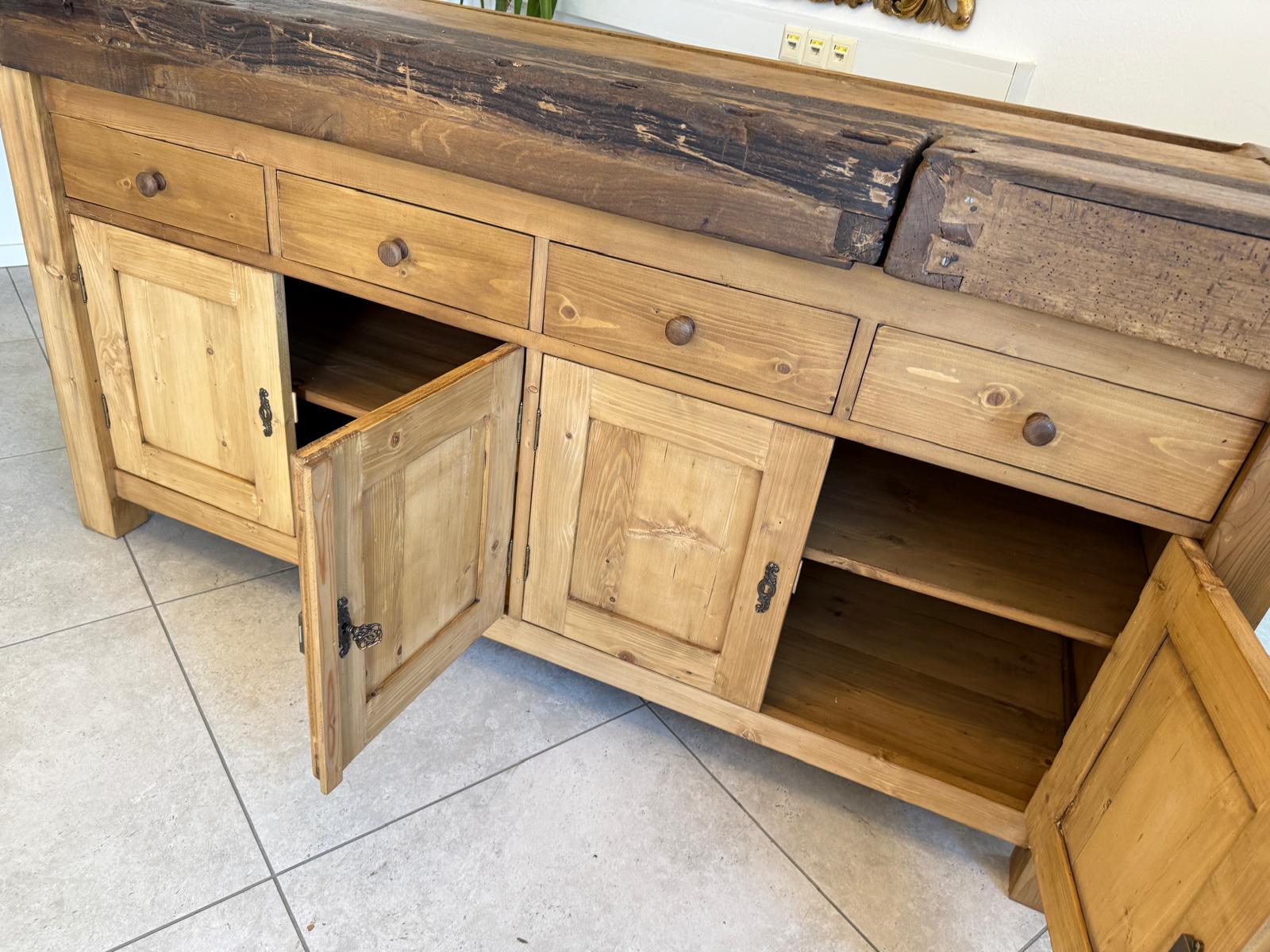 Urige Hobelbank Werkbank Pult Tresen Ladenschrank G2181