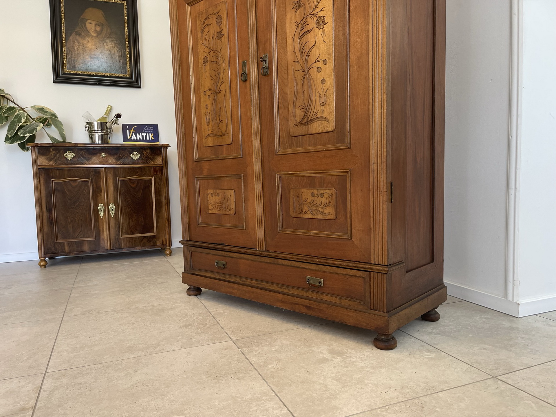 Bauernschrank_03ve5Wjz7BTZHqH Gründerzeit Schrank Eichenholz Geschnitzt B1553