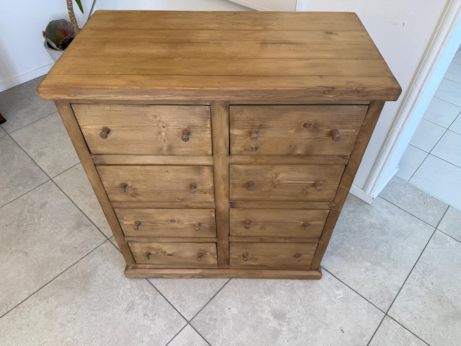 Bäuerliche 8 Ladenkommode Apothekerschrank Altholzkommode Weichholz D2341